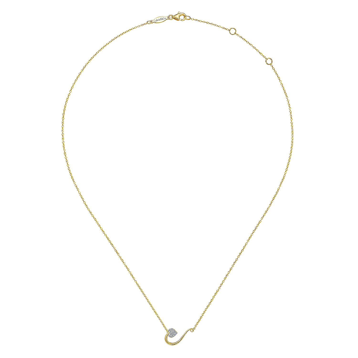 14K Yellow Gold Pavé Diamond Heart Pendant Necklace
