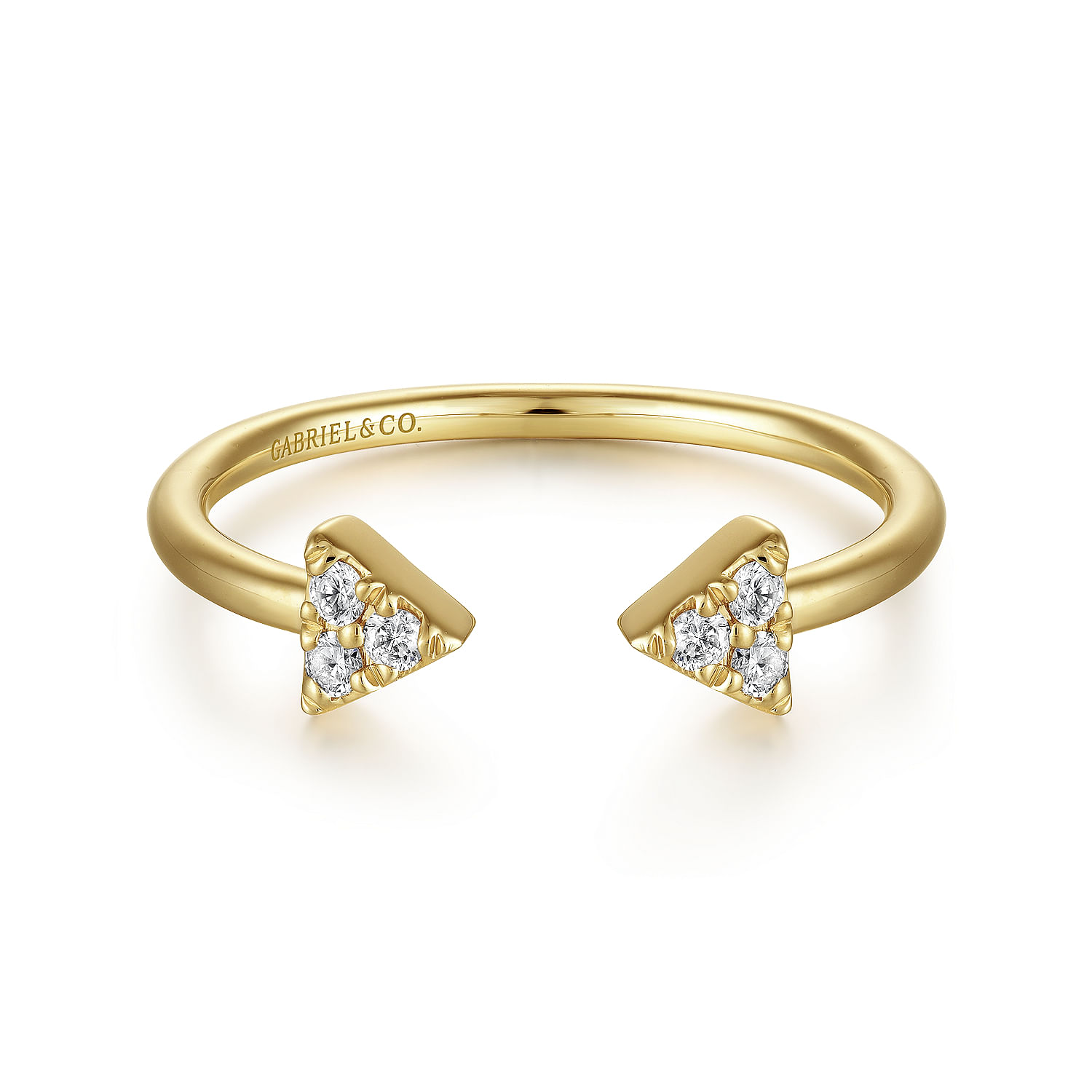 14K Yellow Gold Pavé Diamond Triangle Split Ring
