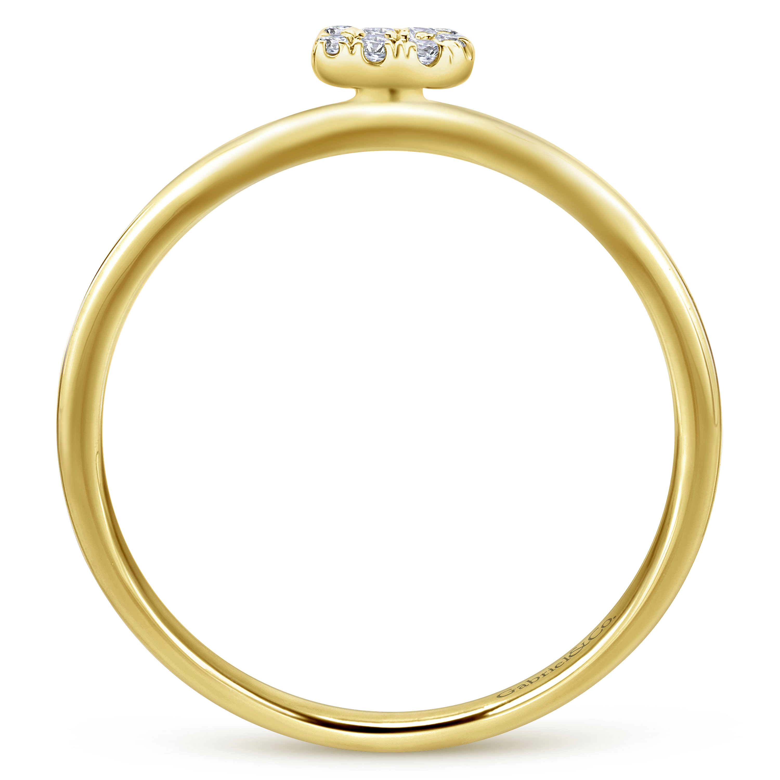 14K Yellow Gold Pavé Diamond Uppercase B Initial Ring