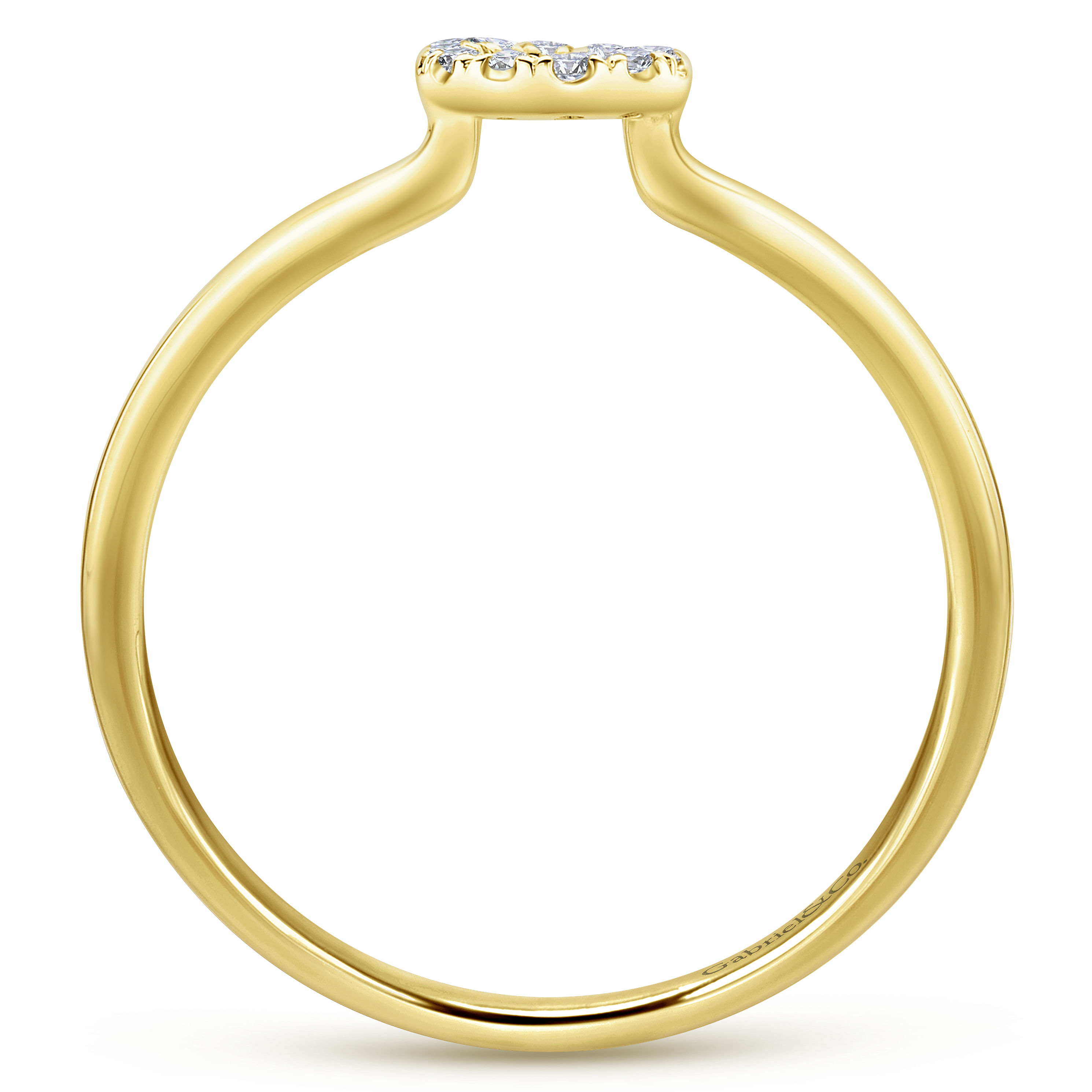 14K Yellow Gold Pavé Diamond Uppercase G Initial Ring