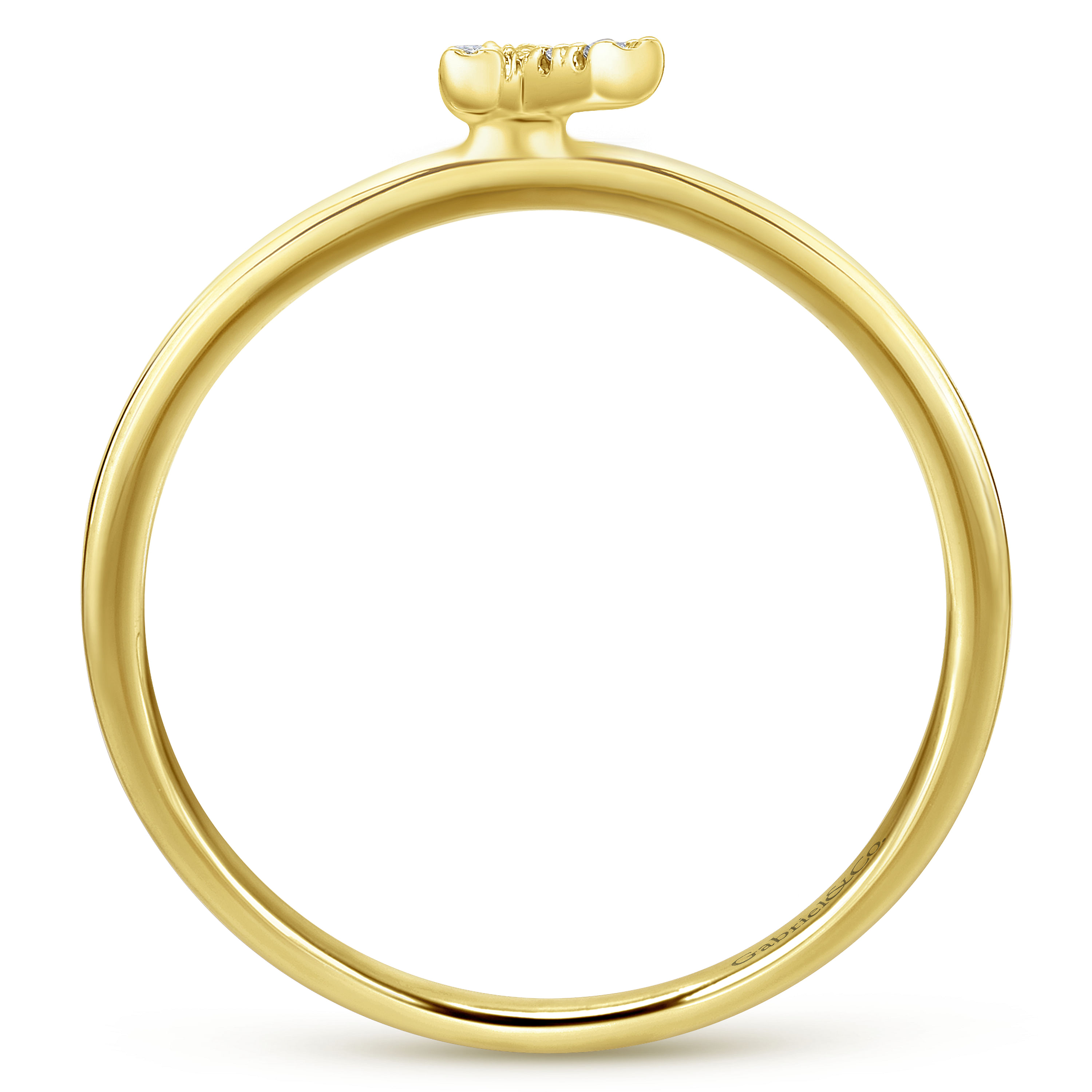14K Yellow Gold Pavé Diamond Uppercase K Initial Ring