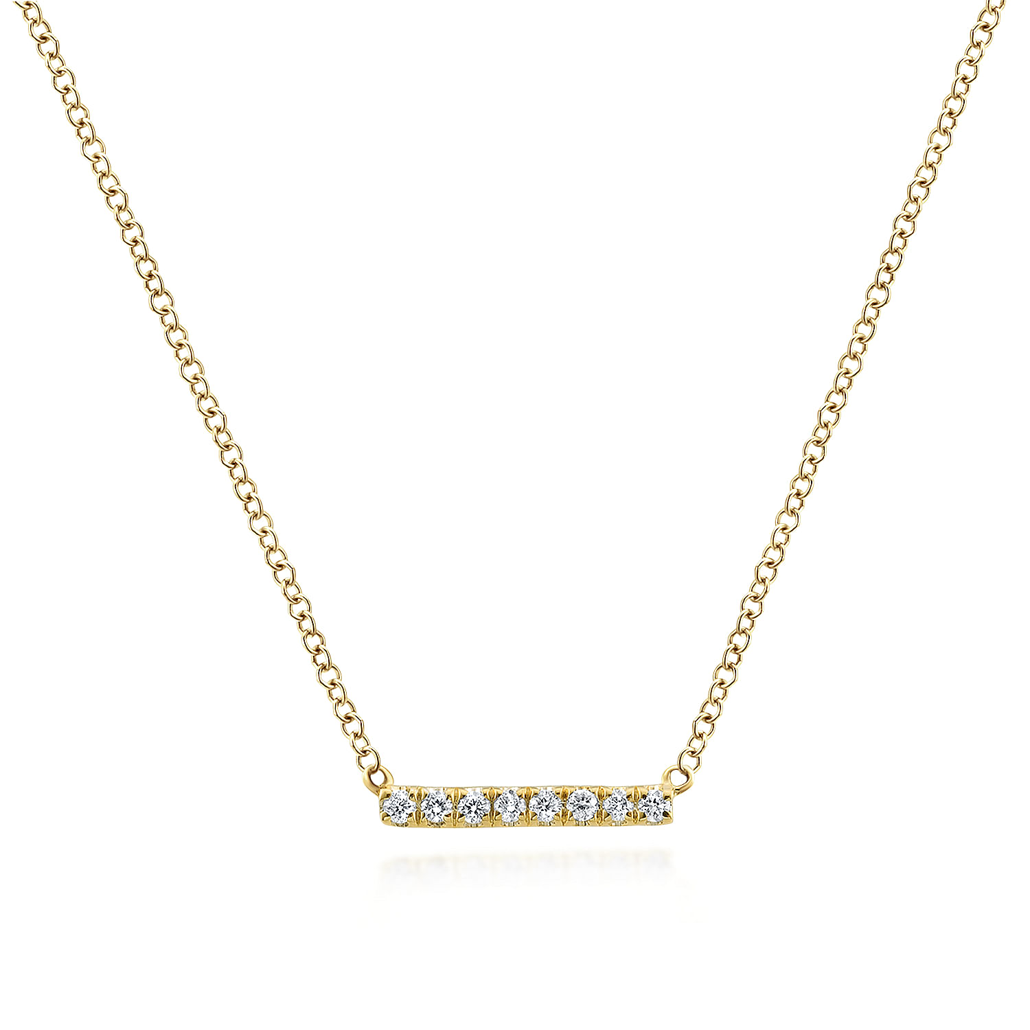 14K Yellow Gold Petite Pavé Diamond Bar Necklace