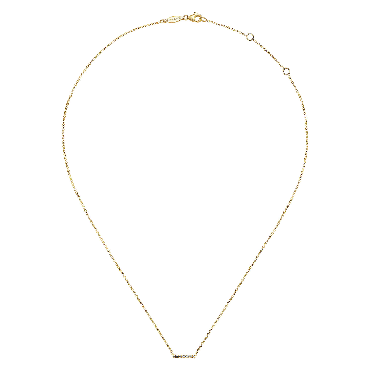 14K Yellow Gold Petite Pavé Diamond Bar Necklace
