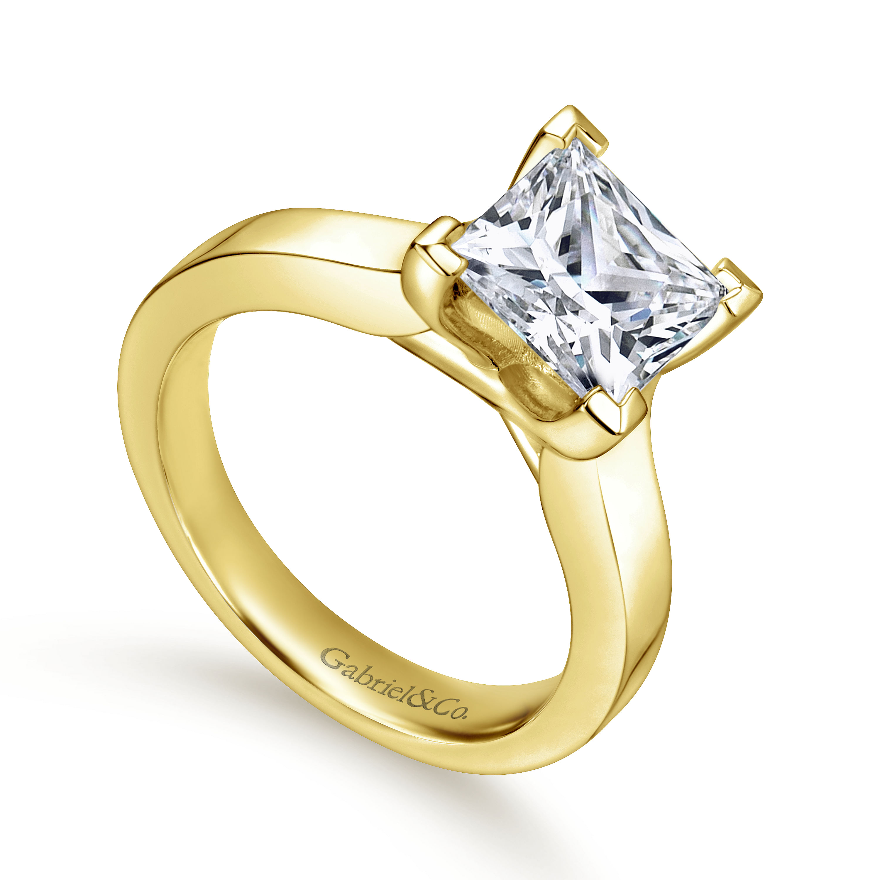 14K Yellow Gold Princess Cut Diamond Engagement Ring