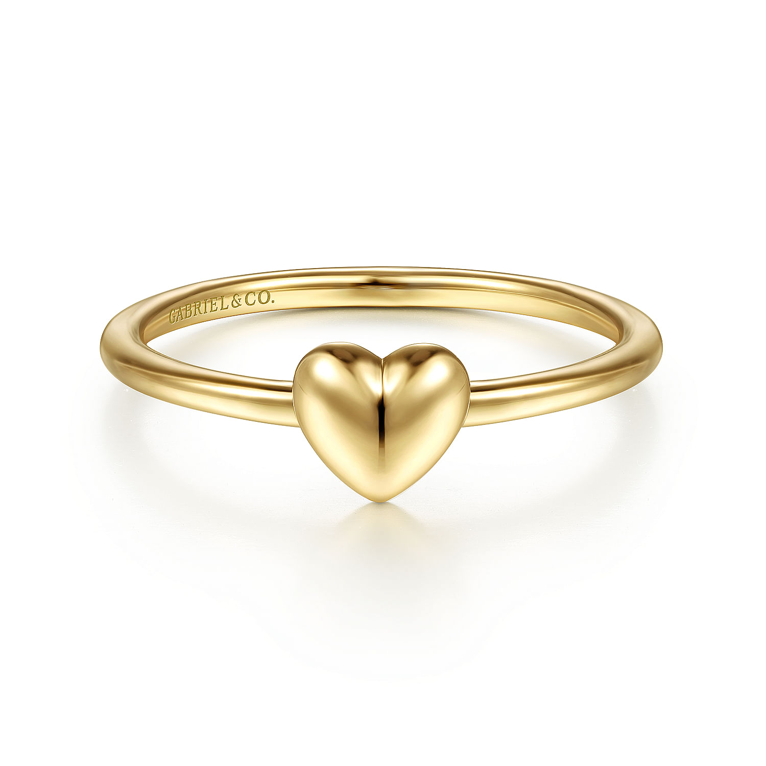 14K Yellow Gold Puffed Heart Ring