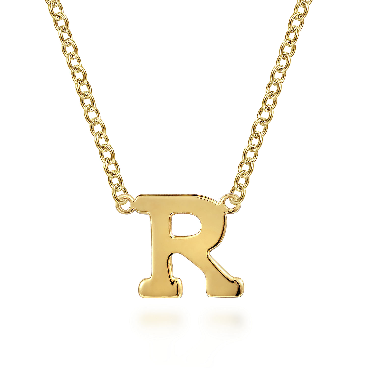 14K Yellow Gold R Initial Necklace