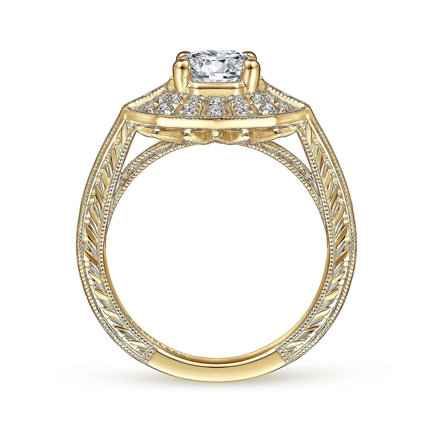 14K Yellow Gold Round Diamond Channel Set Engagement Ring