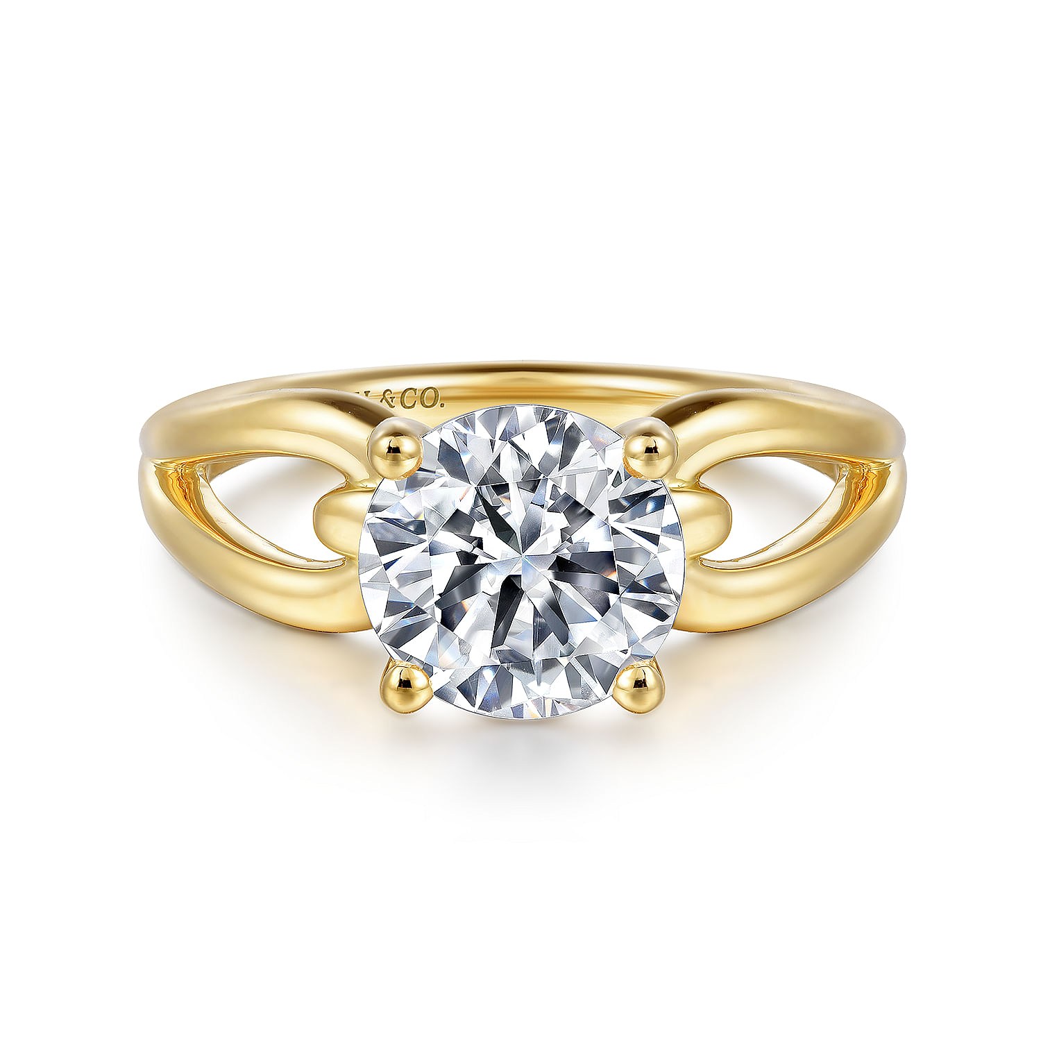 14K Yellow Gold Round Split Shank Diamond Engagement Ring