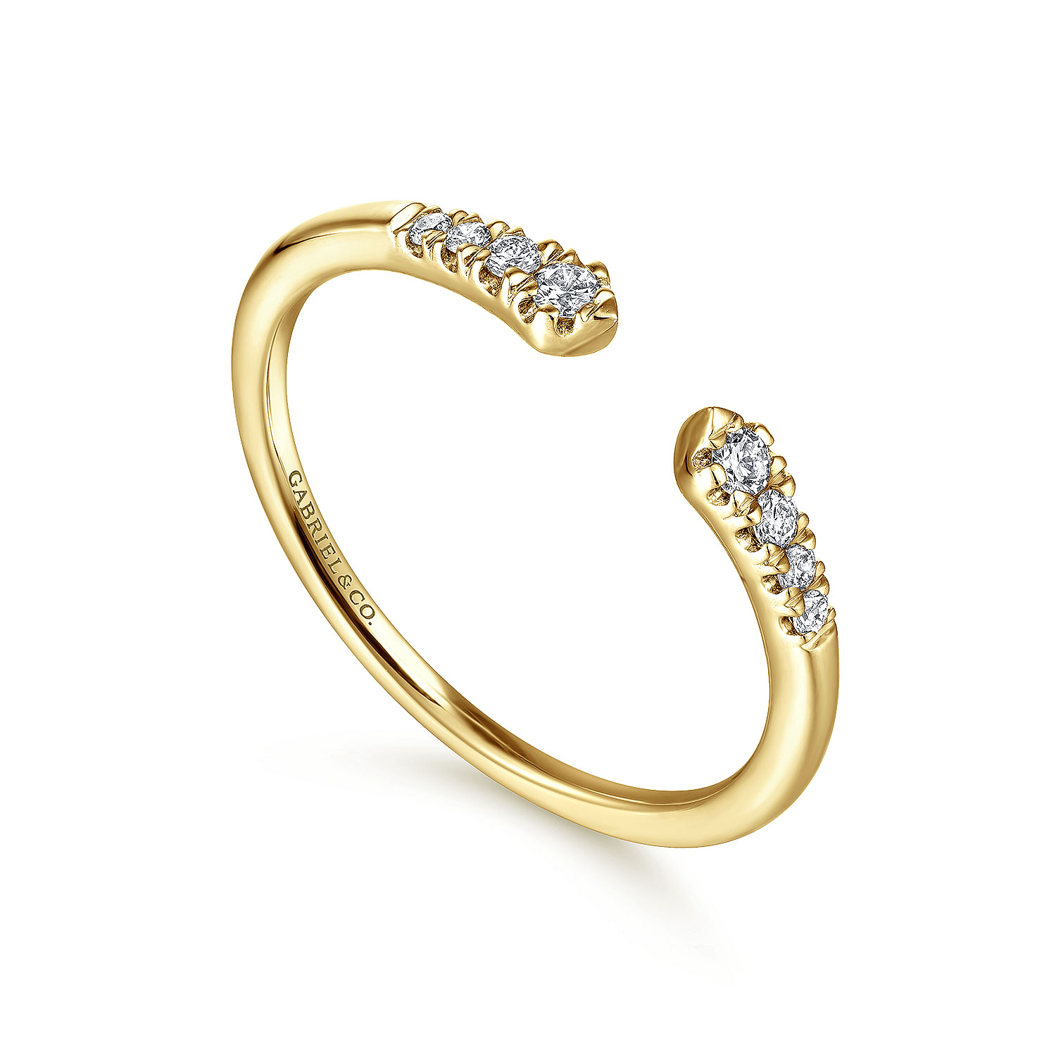 14K Yellow Gold Split Diamond Stackable Ring