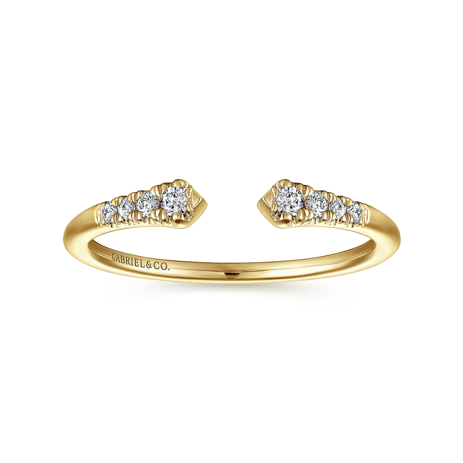 14K Yellow Gold Split Diamond Stackable Ring