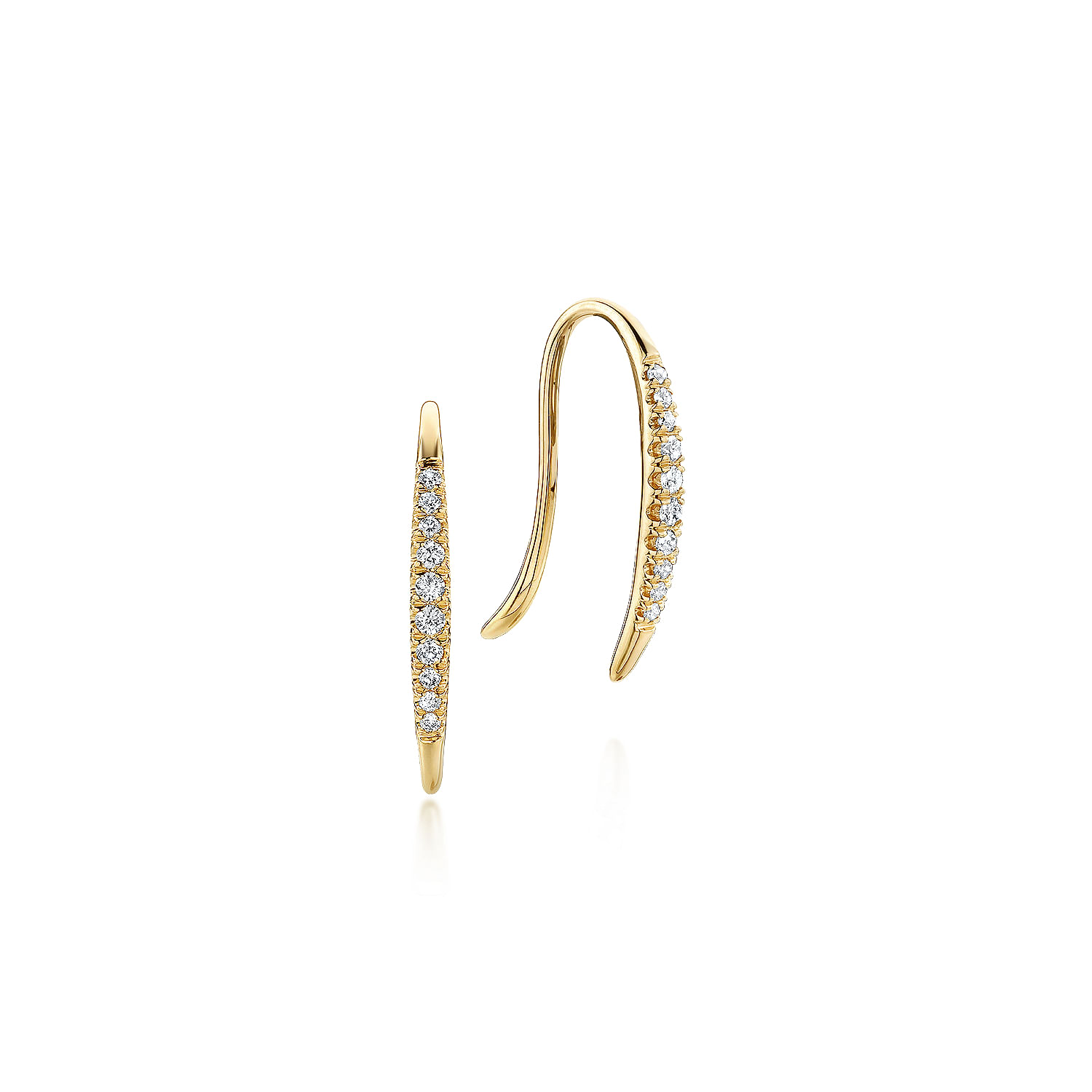 14K Yellow Gold Tapered Diamond Threader Drop Earrings