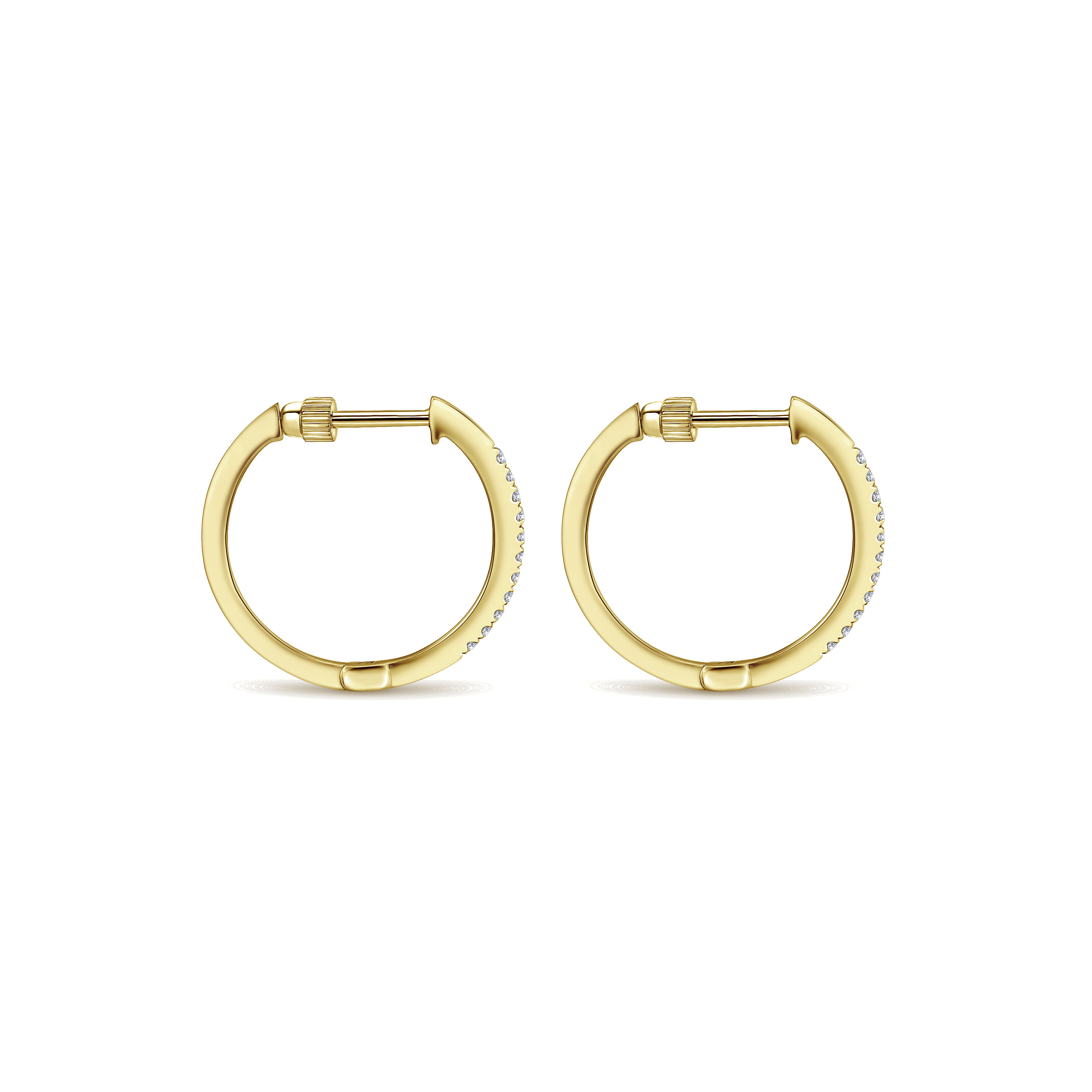 14K Yellow Gold Tiger Claw Set 15mm Round Huggie Earrings
