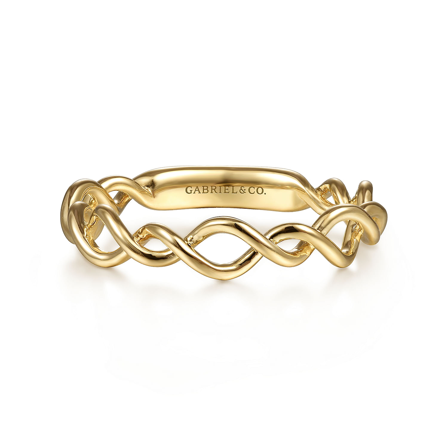14K Yellow Gold Twisted Metal Stackable Ring