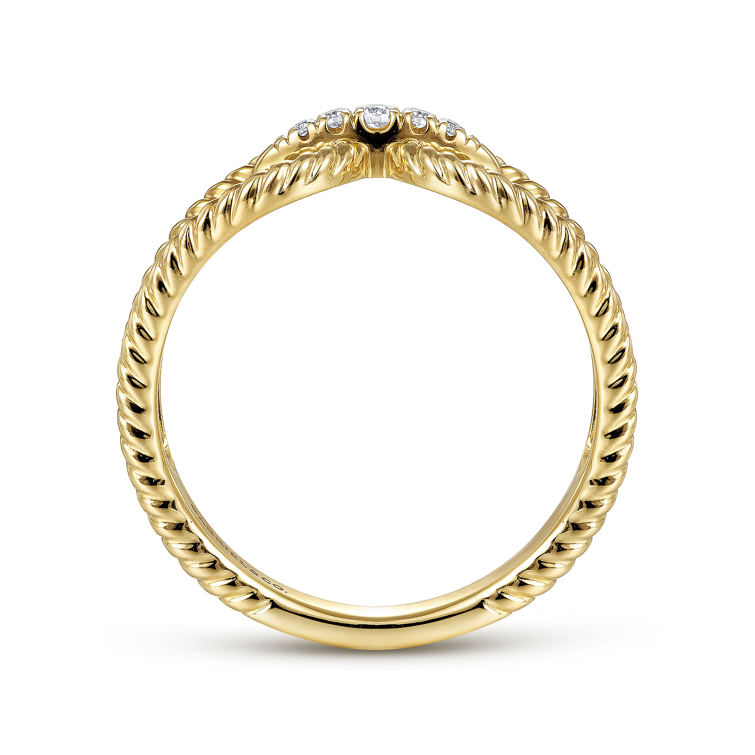 14K Yellow Gold Twisted Rope Pavé Diamond Connector Ring