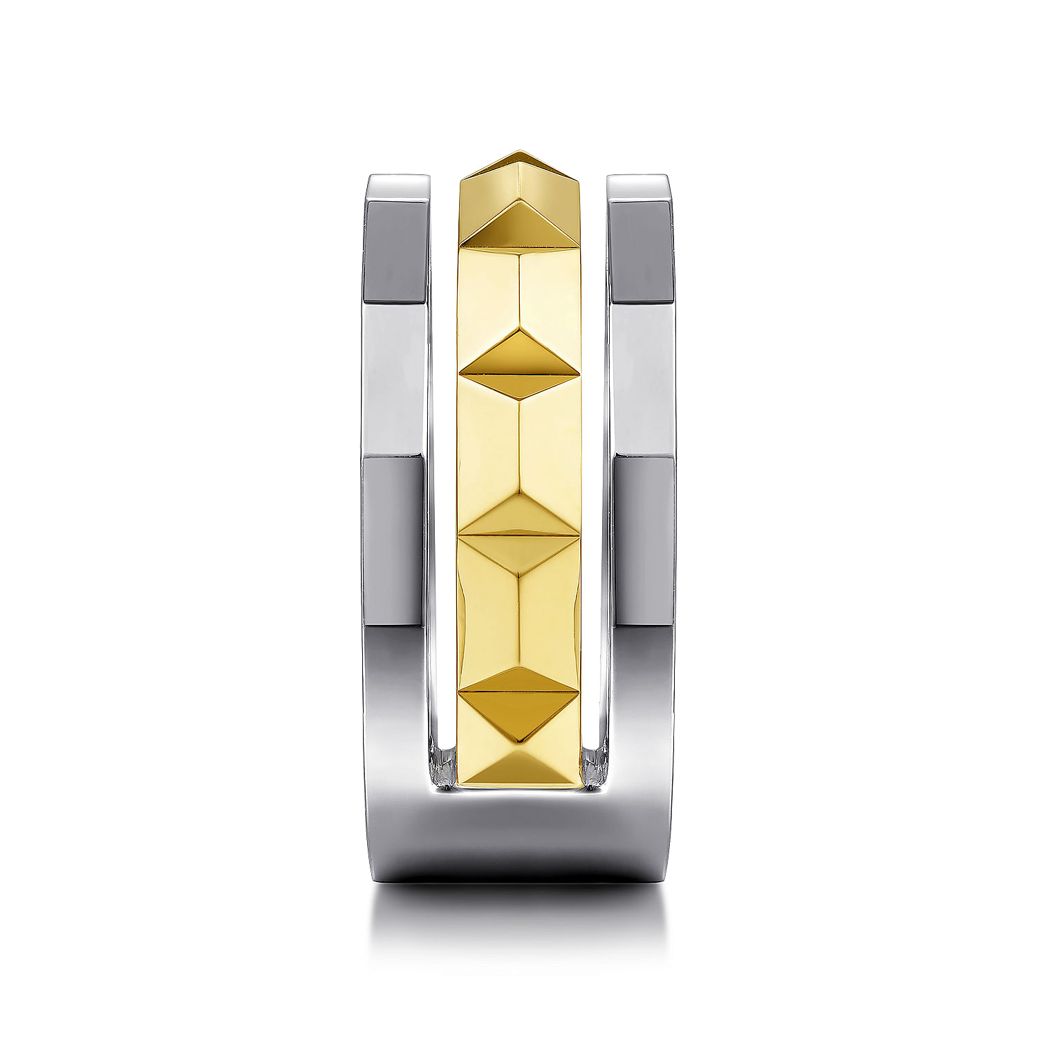 14K Yellow-White Gold Wide Faceted Ring
