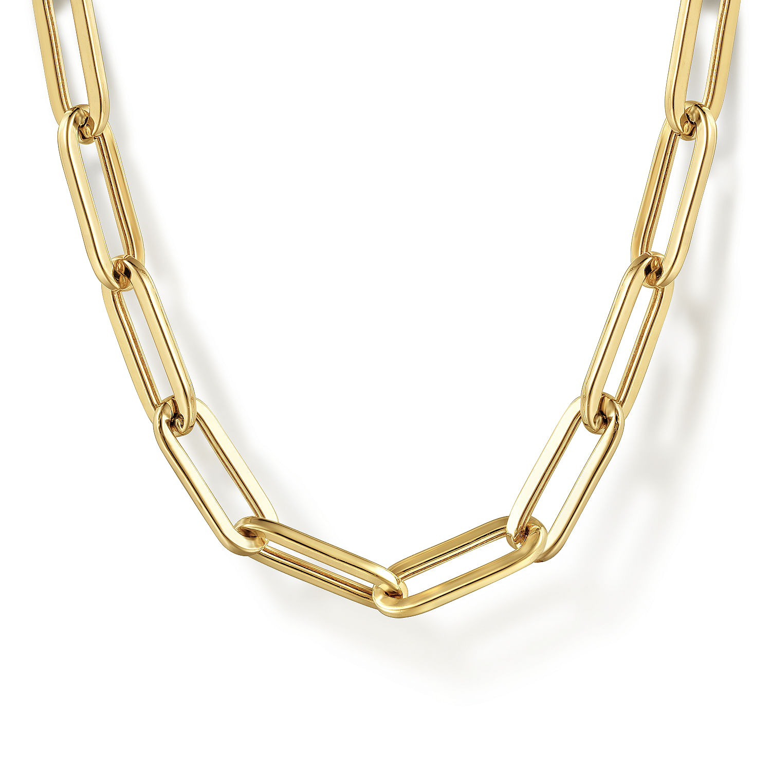 17 inch 14K Yellow Gold Hollow Paperclip Chain Necklace