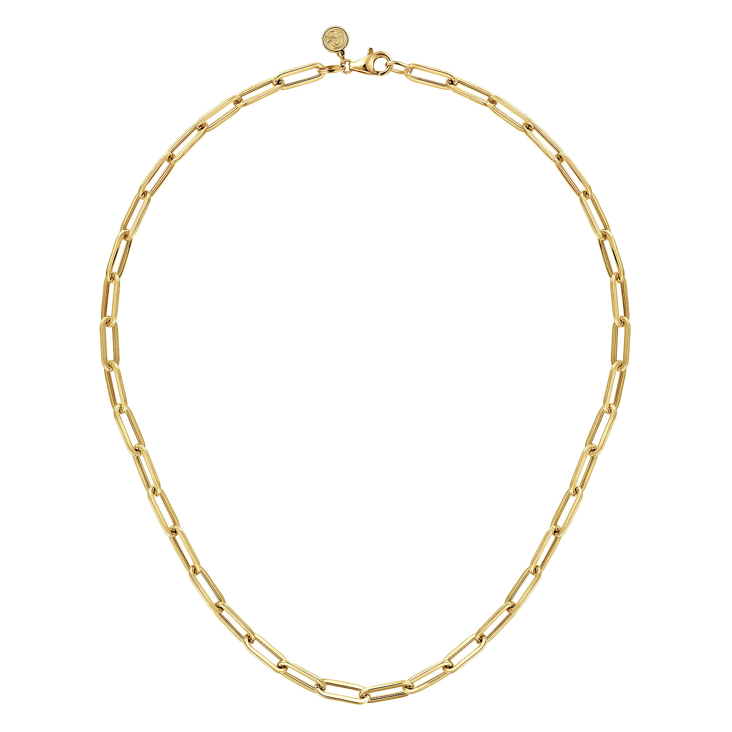 17 inch 14K Yellow Gold Hollow Paperclip Chain Necklace