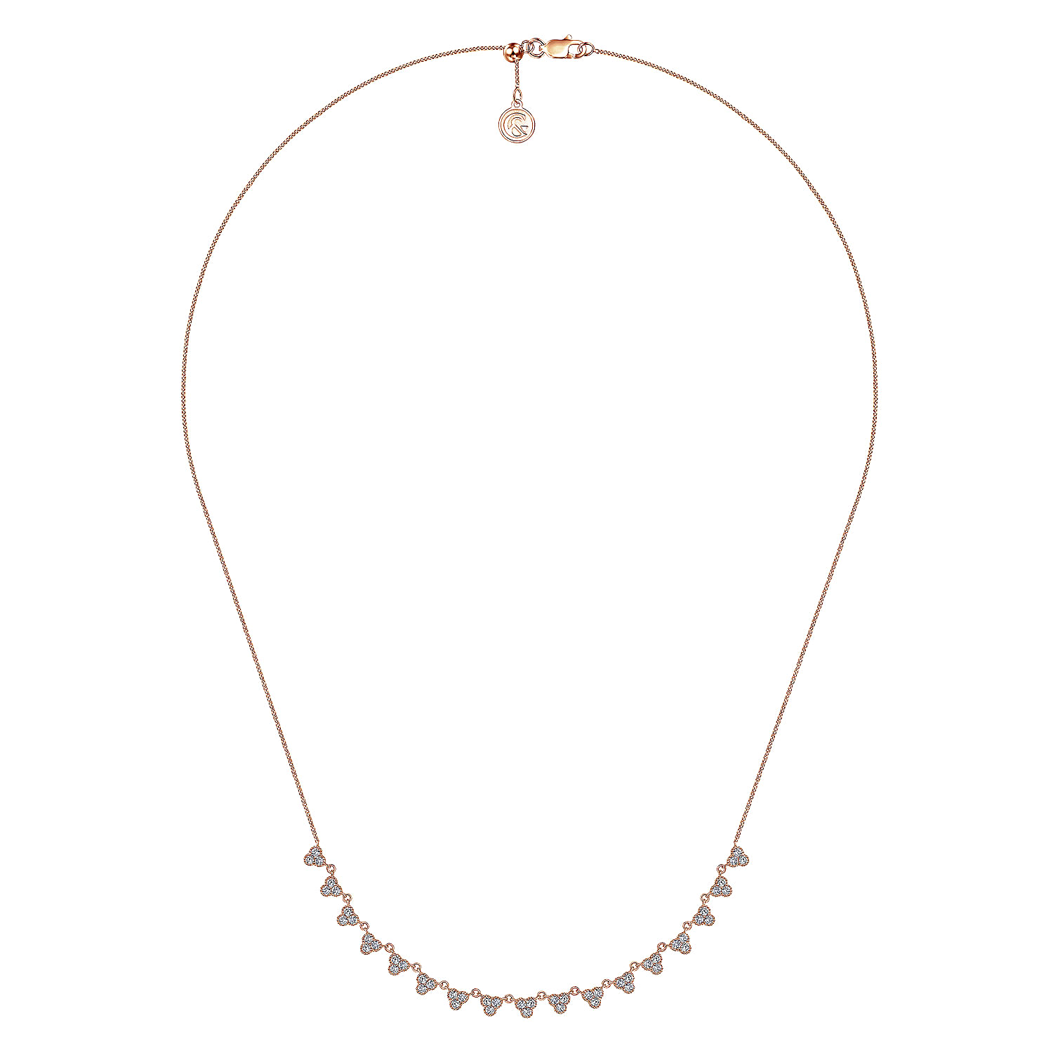 18 inch 14K Rose Gold Scalloped Diamond Choker Necklace