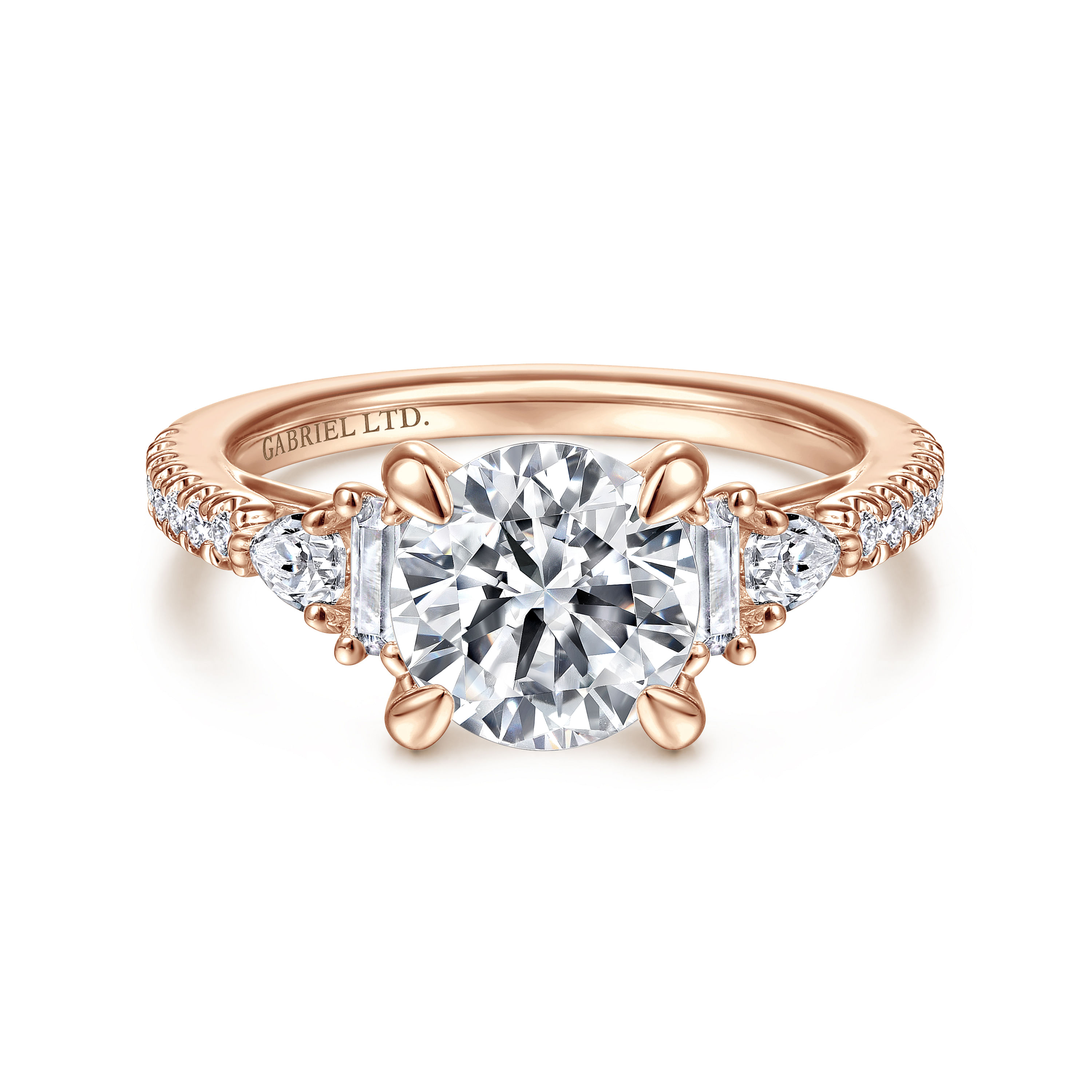 18K Rose Gold Five Stone Round Diamond Engagement Ring