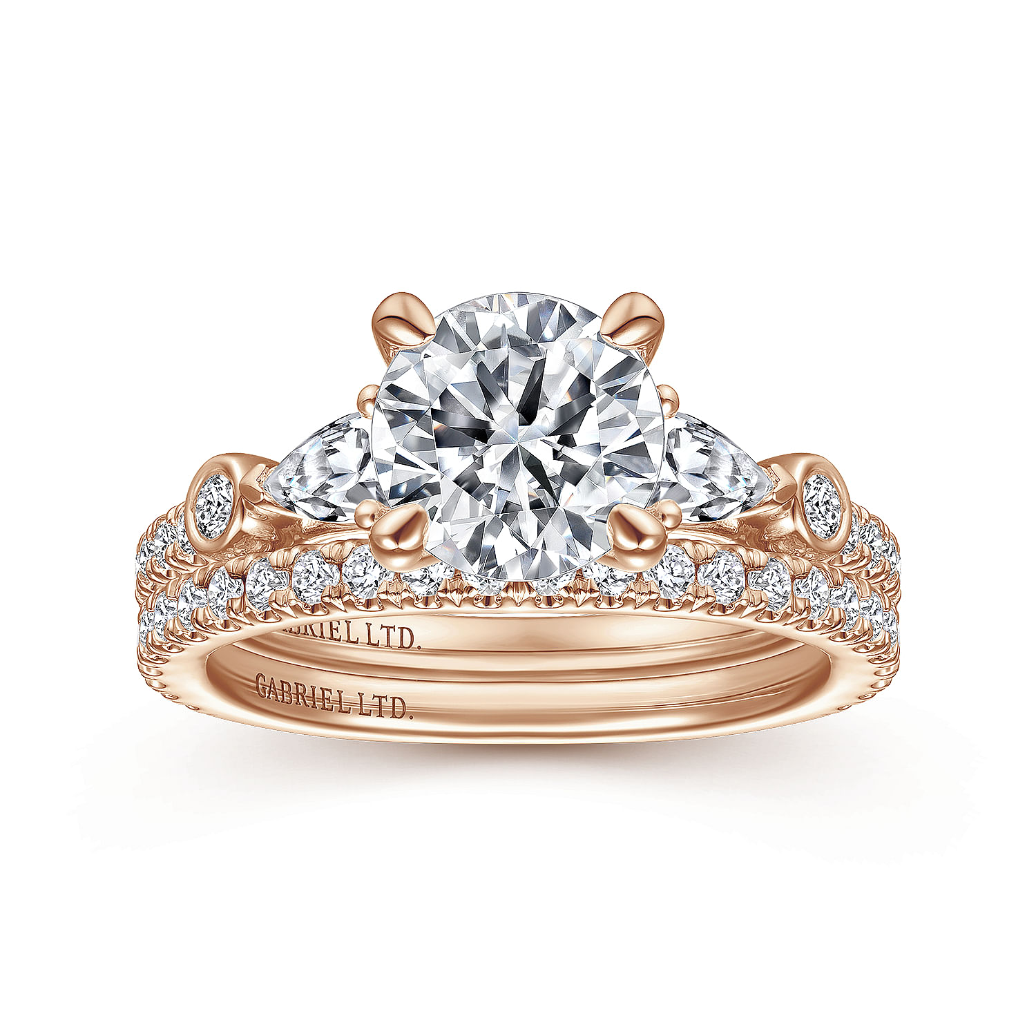 18K Rose Gold Five Stone Round Diamond Engagement Ring