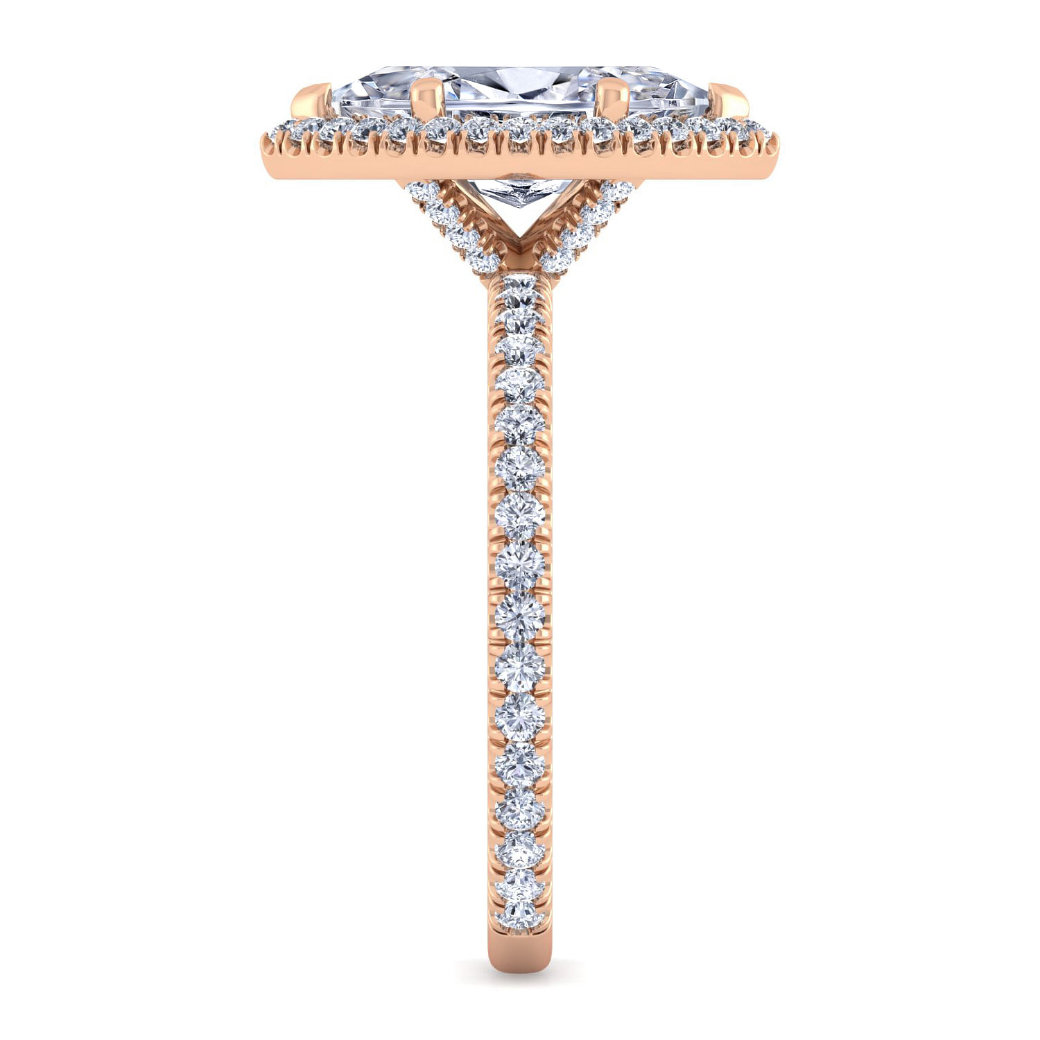 18K Rose Gold Marquise Halo Diamond Engagement Ring