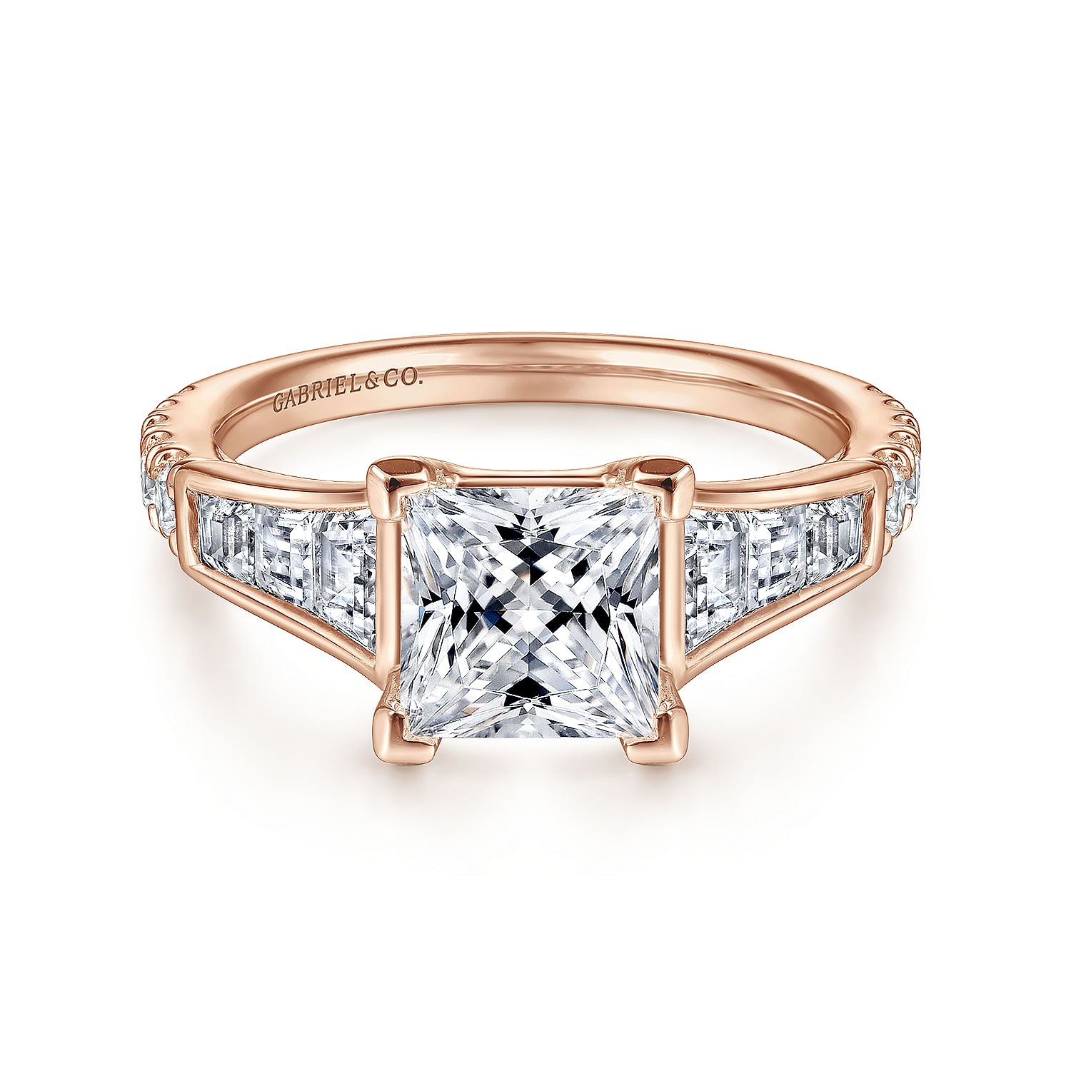 18K Rose Gold Princess Cut Diamond Engagement Ring