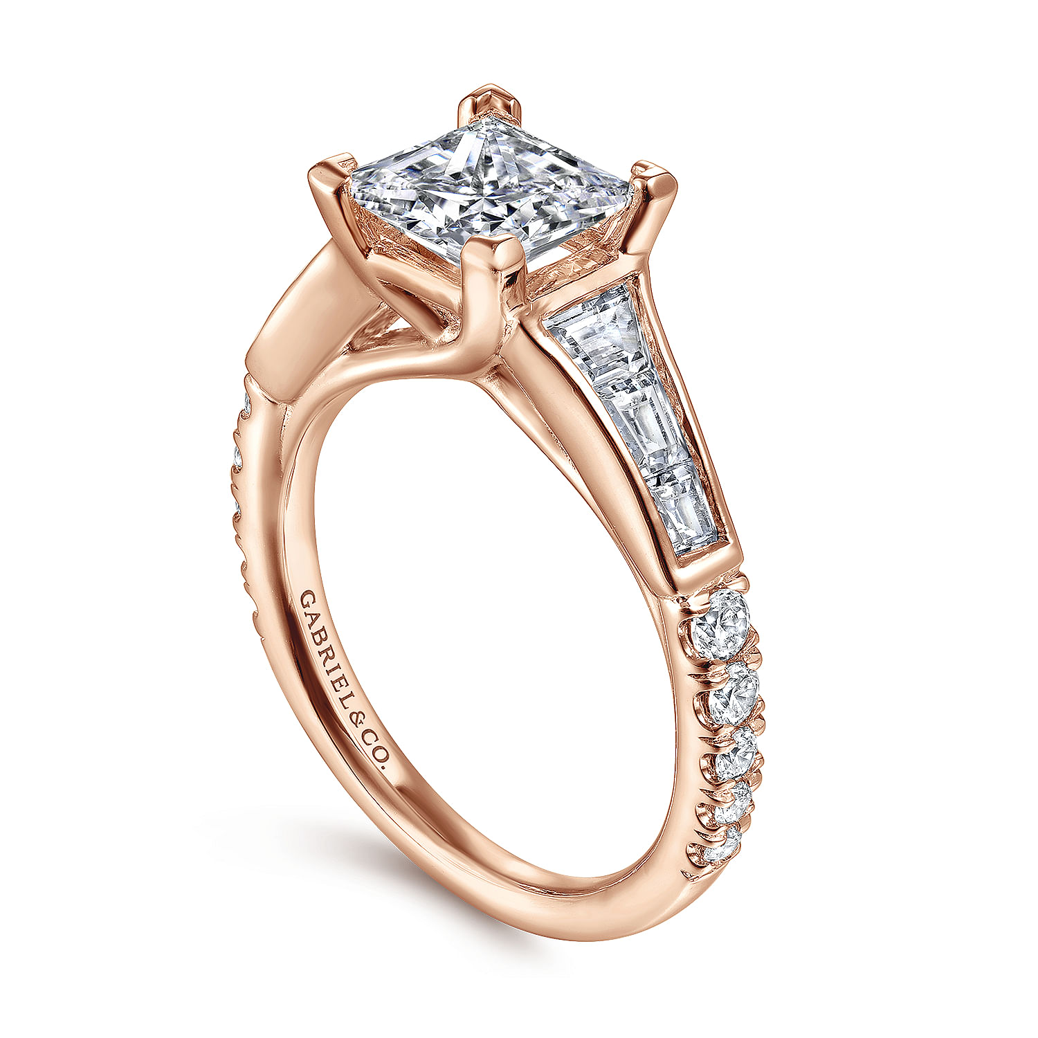 18K Rose Gold Princess Cut Diamond Engagement Ring