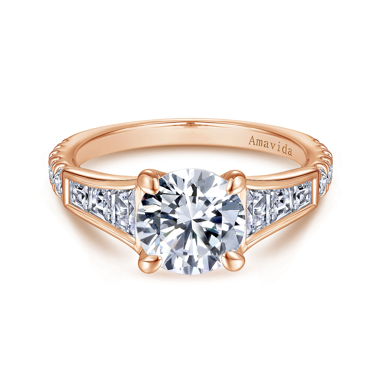 18K Rose Gold Round Diamond Engagement Ring