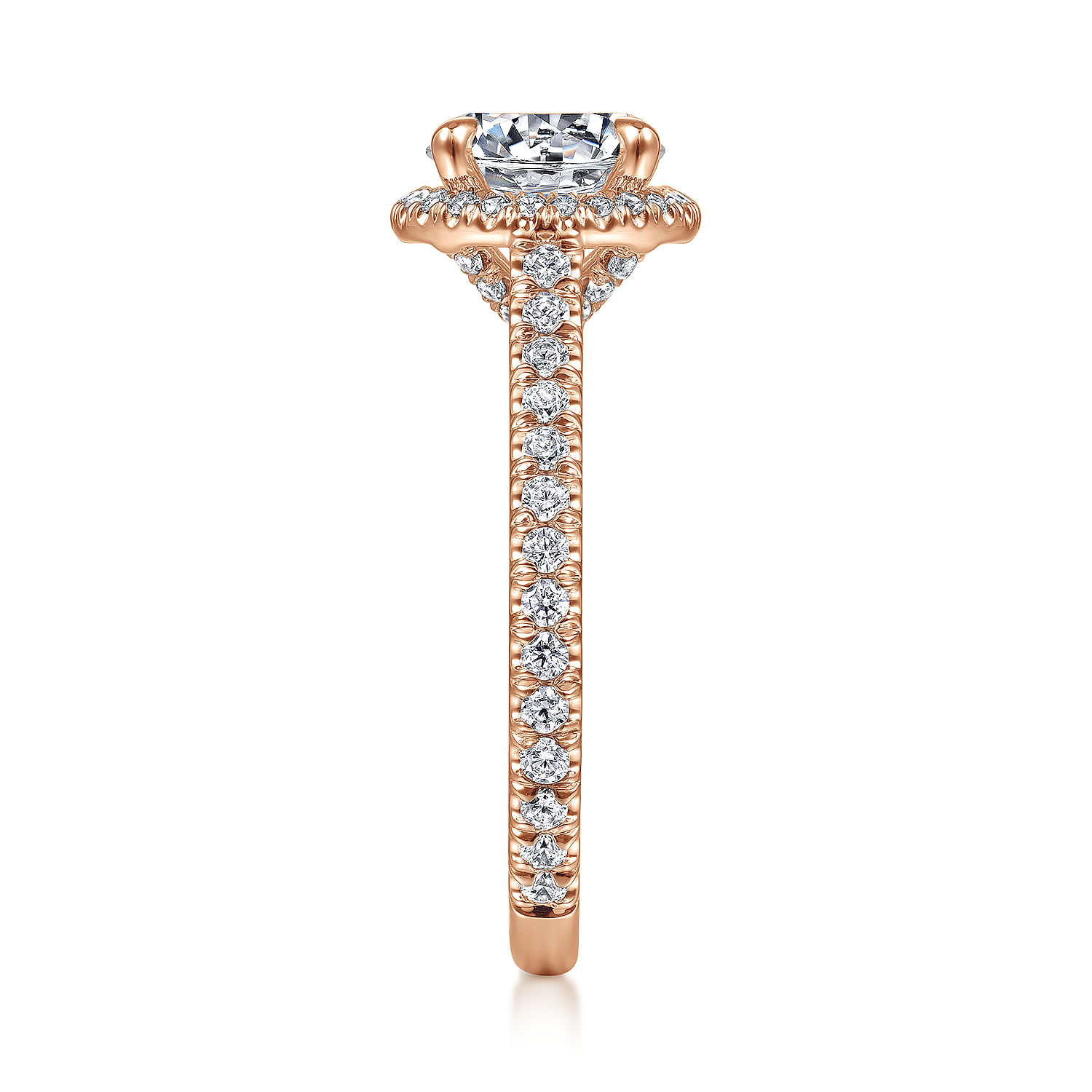 18K Rose Gold Round Halo Diamond Engagement Ring