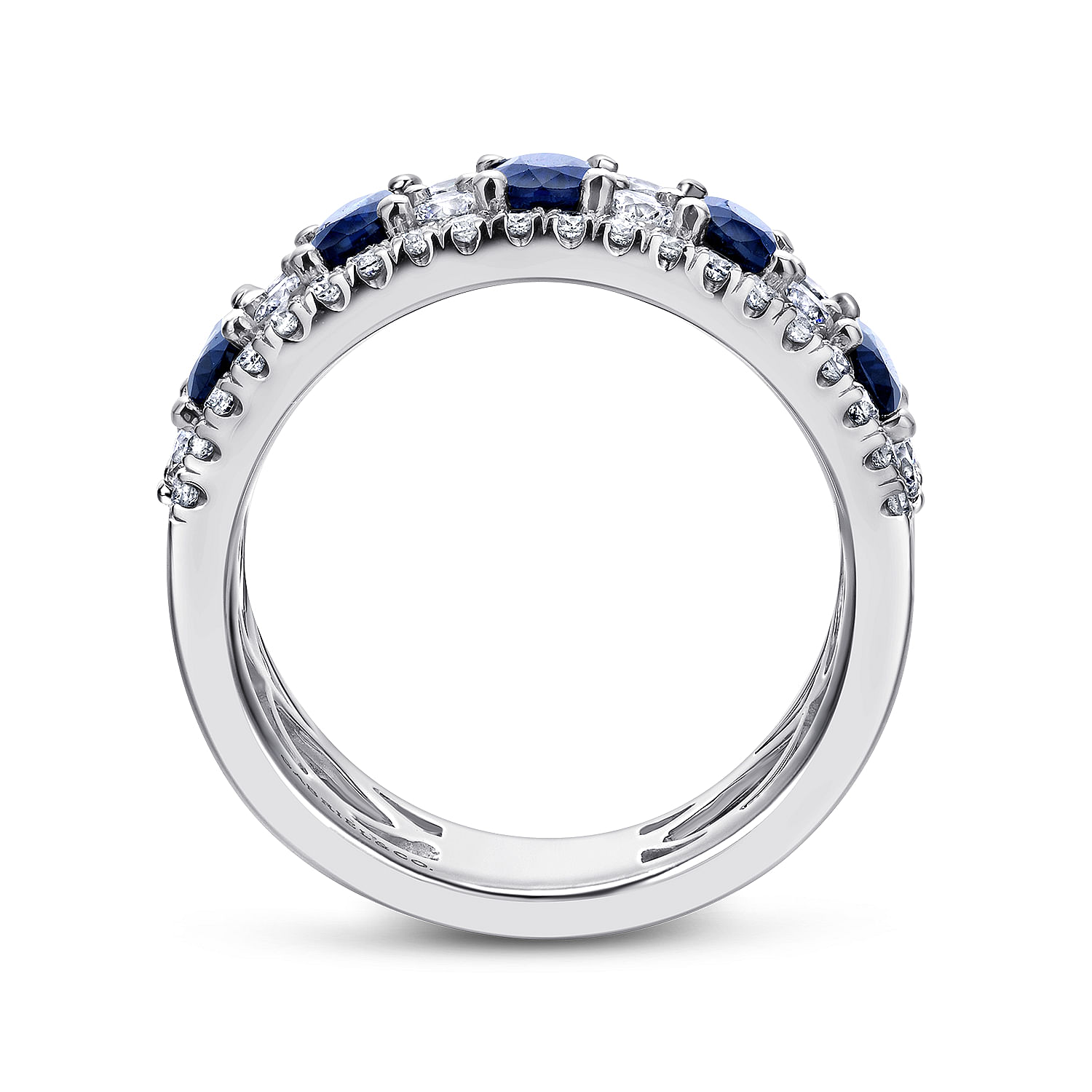 18K White Gold Alternating Diamond and Sapphire Ring