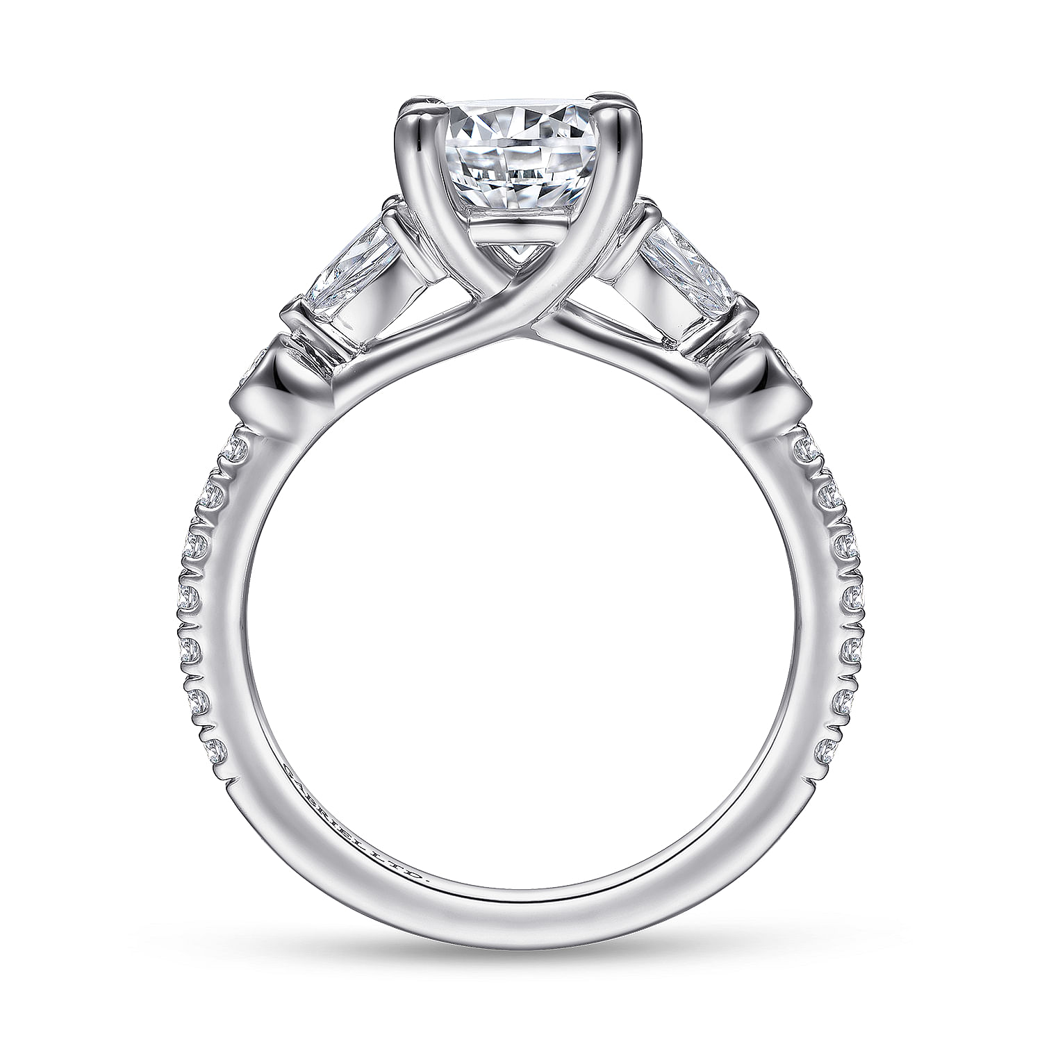 18K White Gold Five Stone Round Diamond Engagement Ring