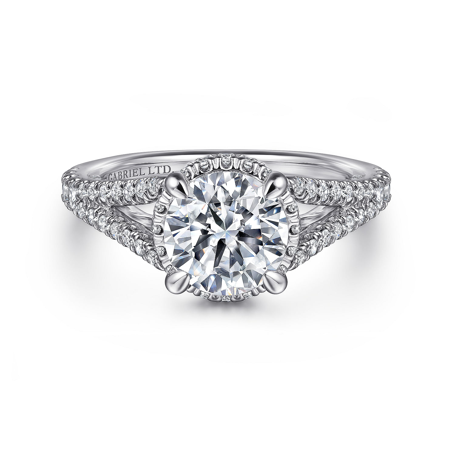 18K White Gold Hidden Halo 
Round Diamond Engagement Ring