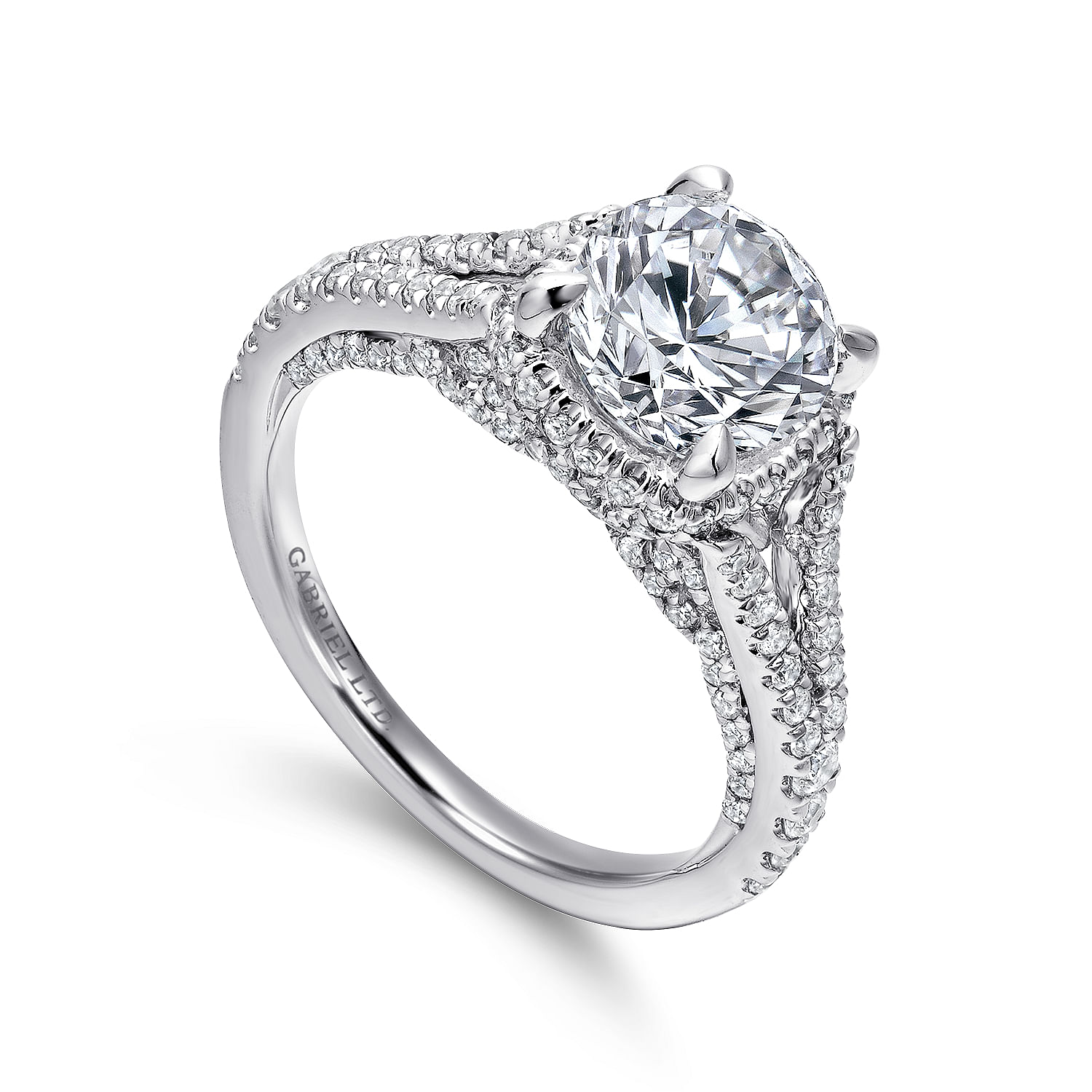 18K White Gold Hidden Halo Round 
Diamond Engagement Ring