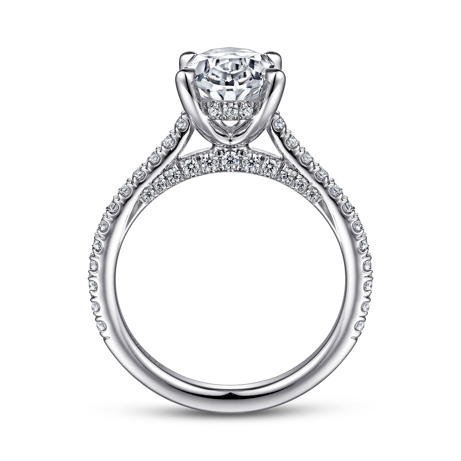 18K White Gold Oval Diamond Engagement Ring