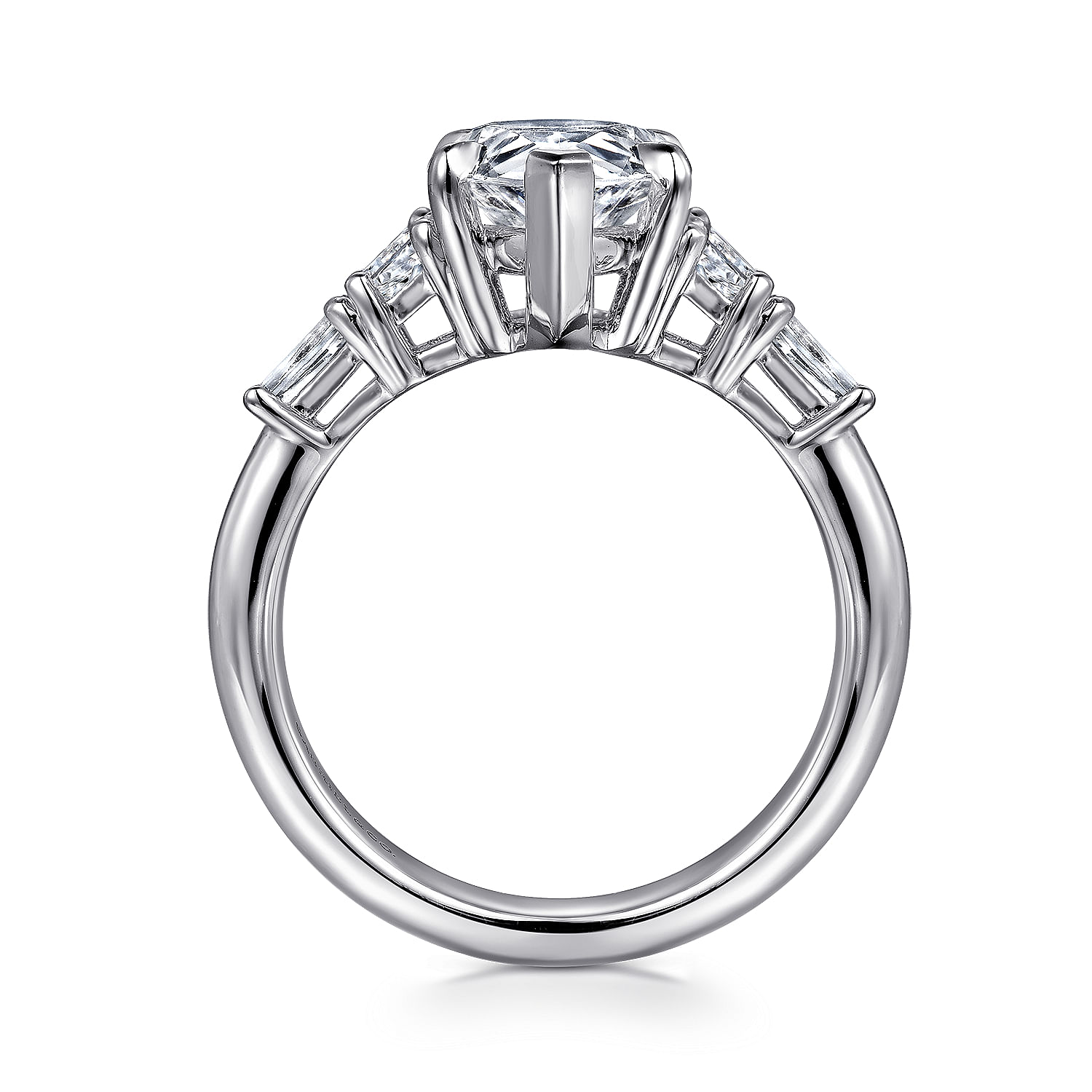18K White Gold Pear Shape Five Stone Diamond Engagement Ring