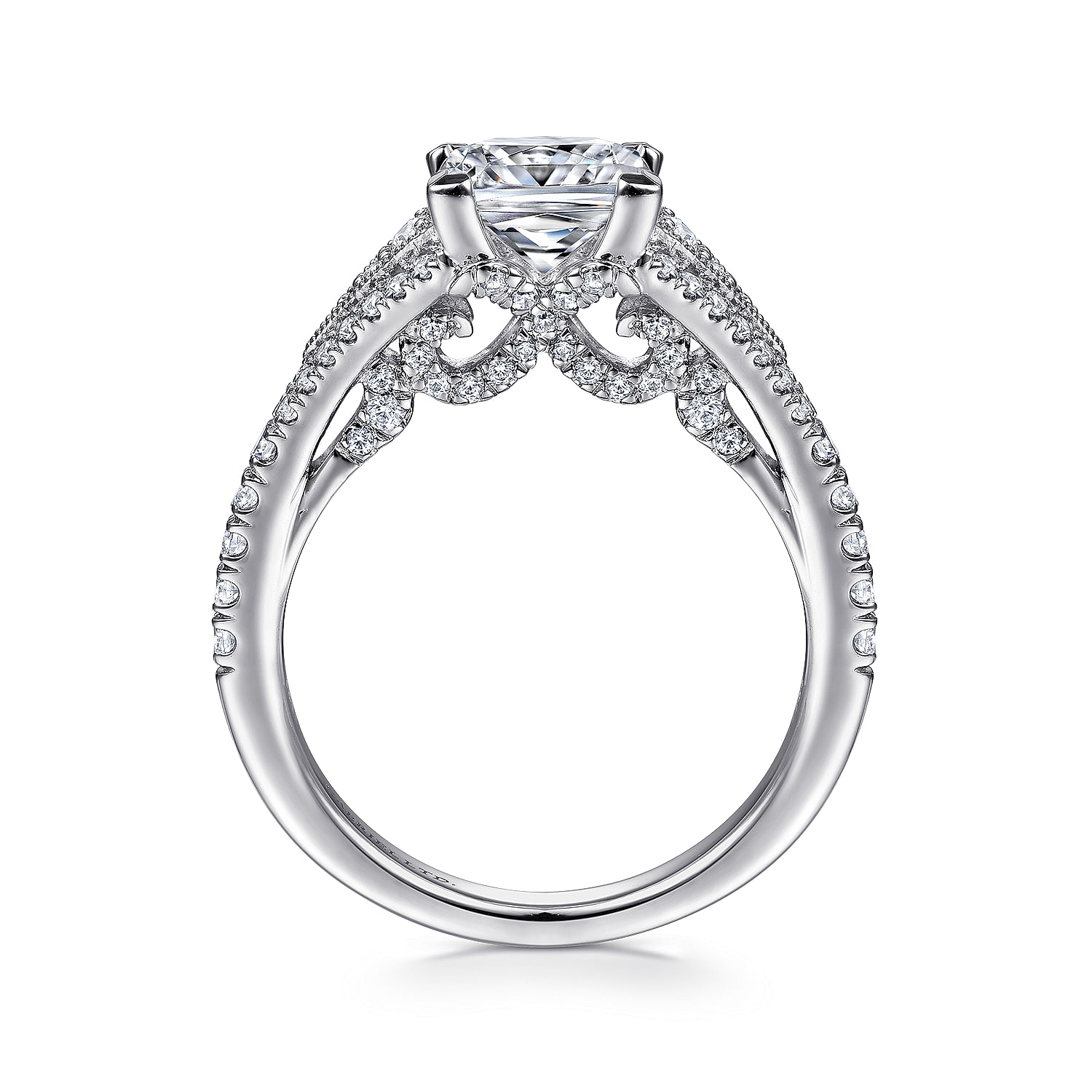 18K White Gold Princess Cut Split Shank Diamond Engagement Ring