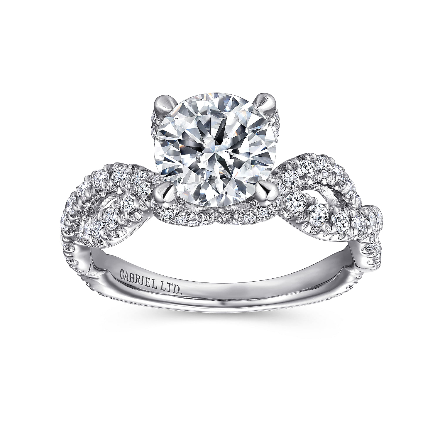 18K White Gold Round Diamond Engagement Ring