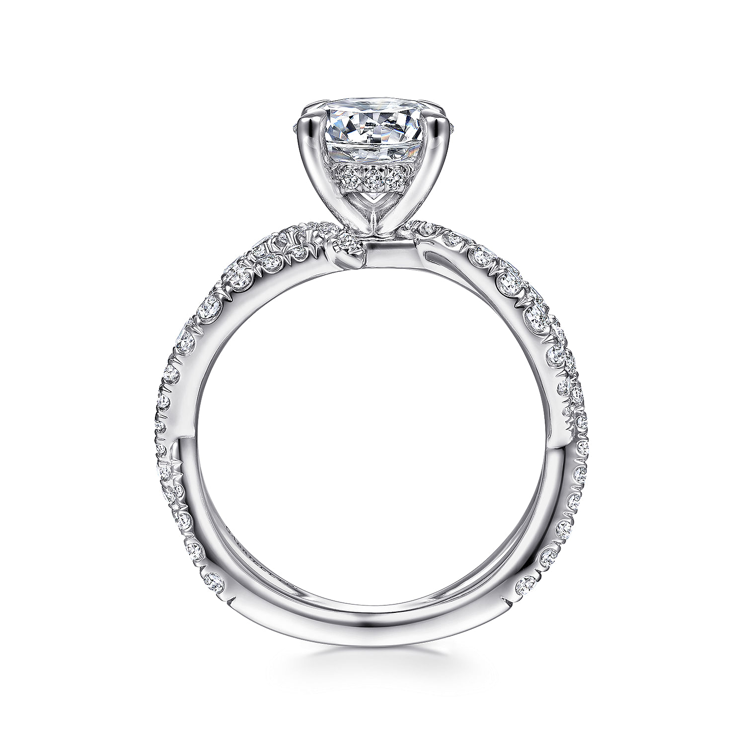 18K White Gold Round Twisted Diamond Engagement Ring