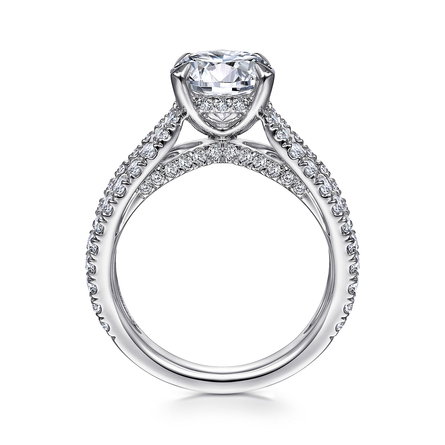 18K White Gold Split Shank Round Diamond Engagement Ring
