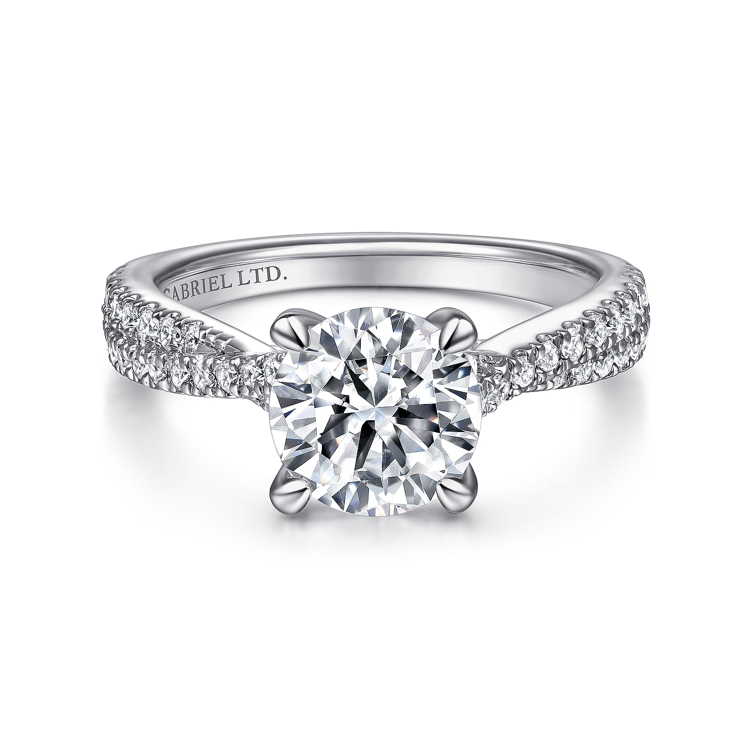 18K White Gold Twisted Round Diamond Engagement Ring