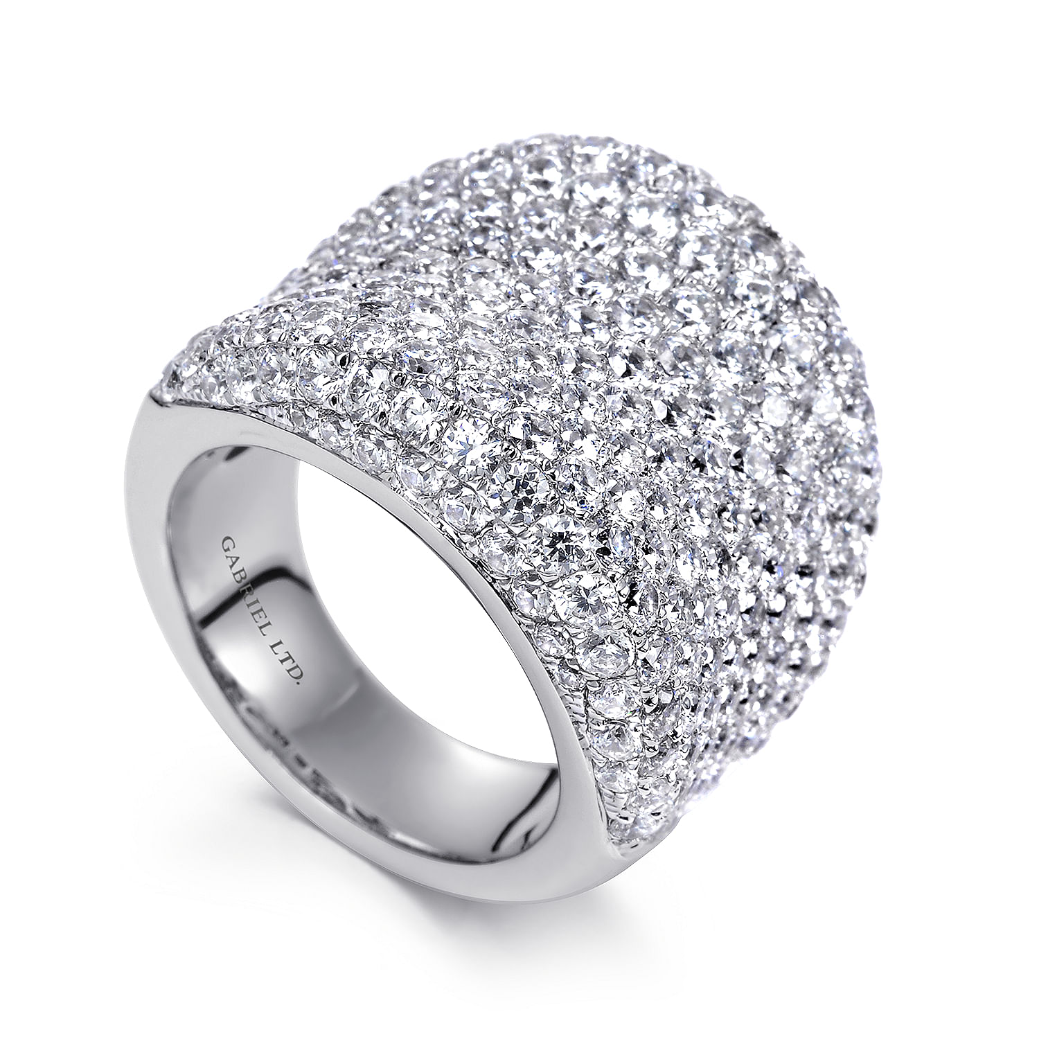 18K White Gold Wide Diamond Pavé Statement Ring