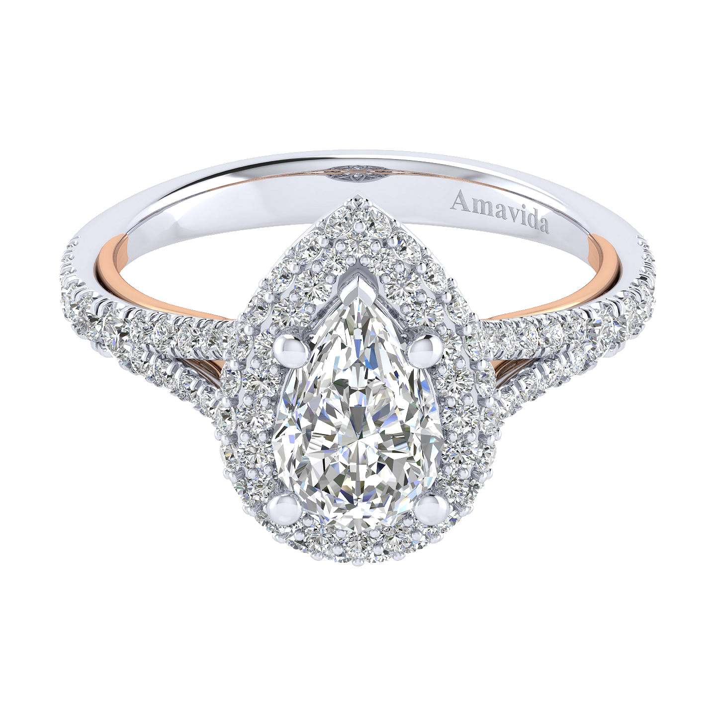theater Boven hoofd en schouder aanraken 18K White-Rose Gold Pear Shape Double Halo Diamond Engagement Ring |  ER10523P4T83JJ | Gabriel & Co