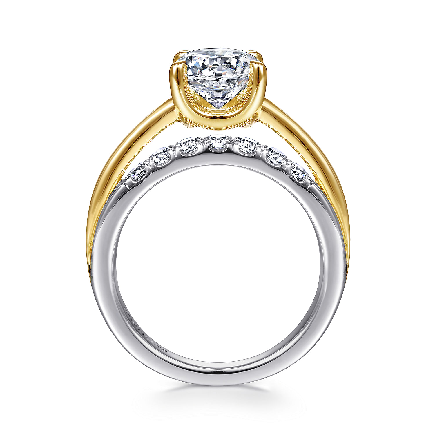 18K White-Yellow Gold Round Diamond Engagement Ring