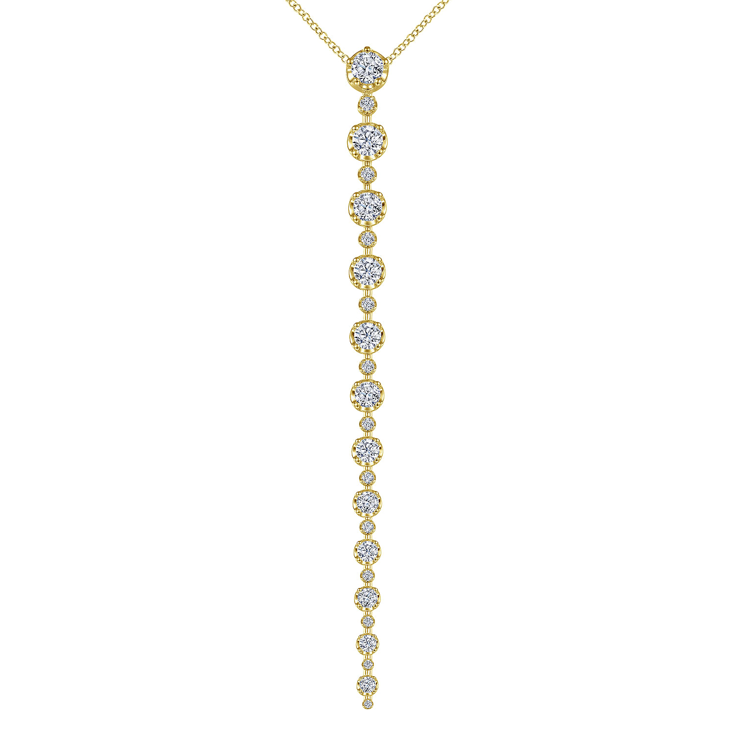 18K Yellow Gold Diamond Station Y Necklace