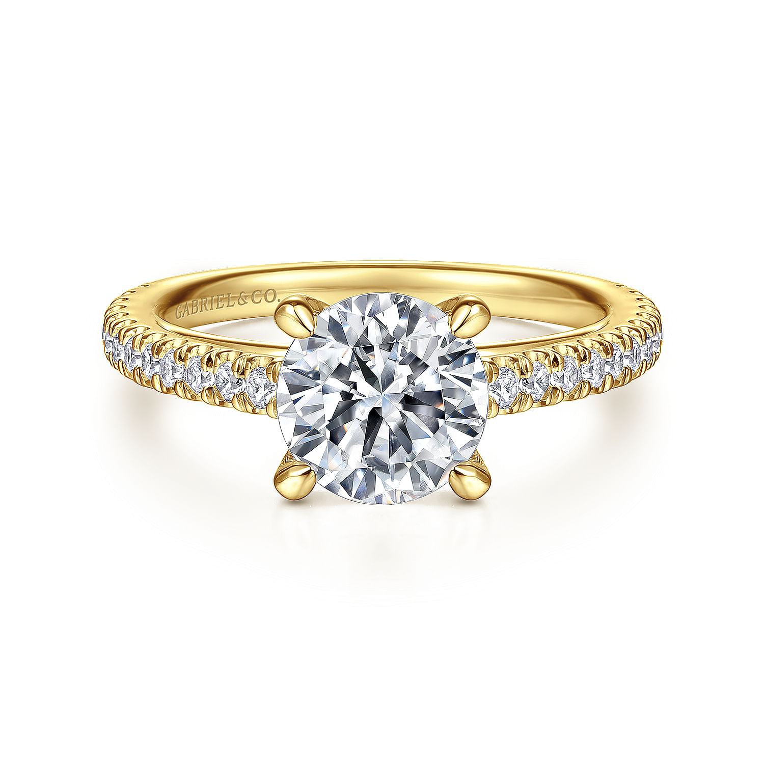 18K Yellow Gold Round Diamond Engagement Ring