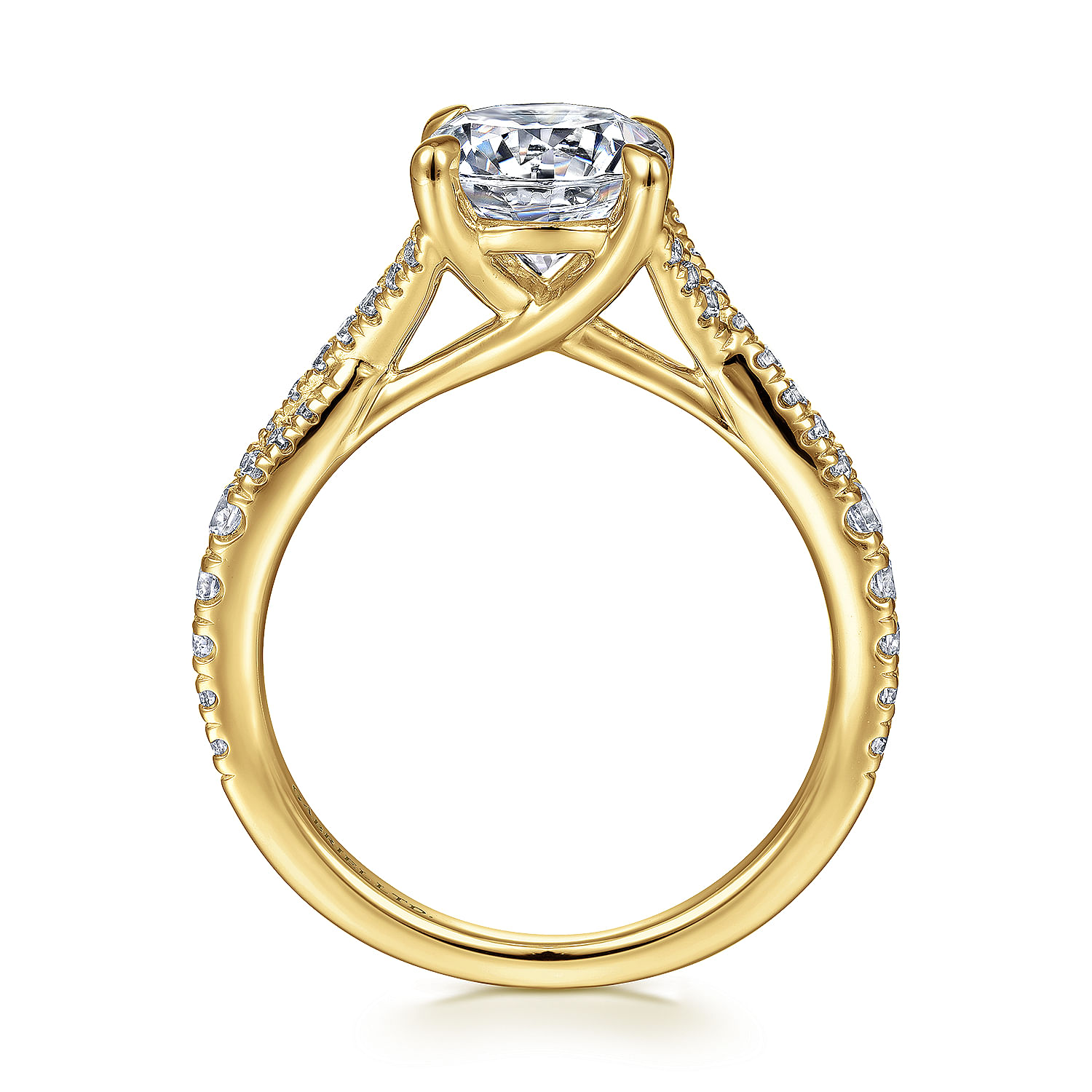 18K Yellow Gold Round Diamond Twisted Engagement Ring