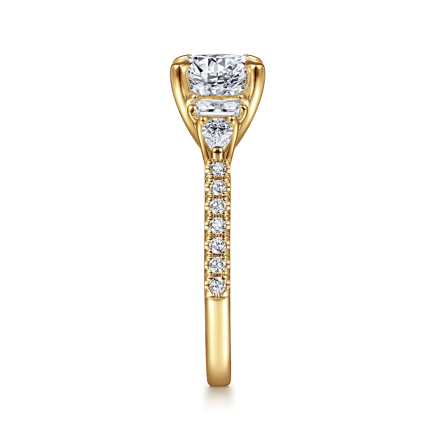 18K Yellow Gold Round Five Stone Diamond Engagement Ring