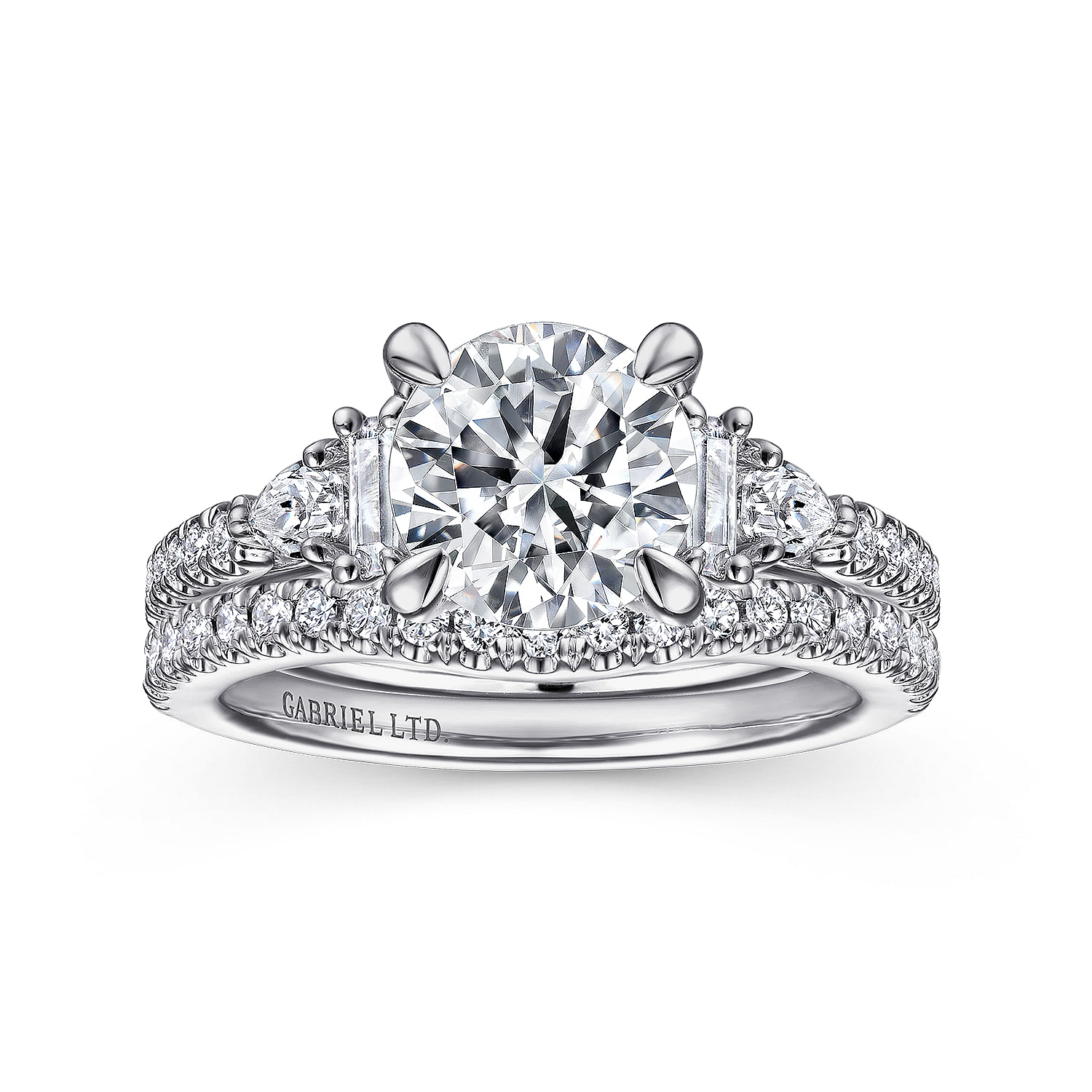 18k White Gold Five Stone Round Diamond Engagement Ring