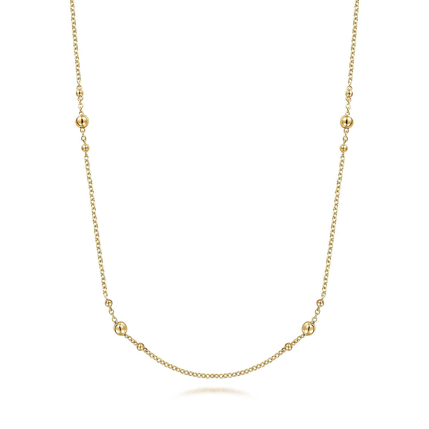 32 inch 14K Yellow Gold Bujukan Bead Station Necklace