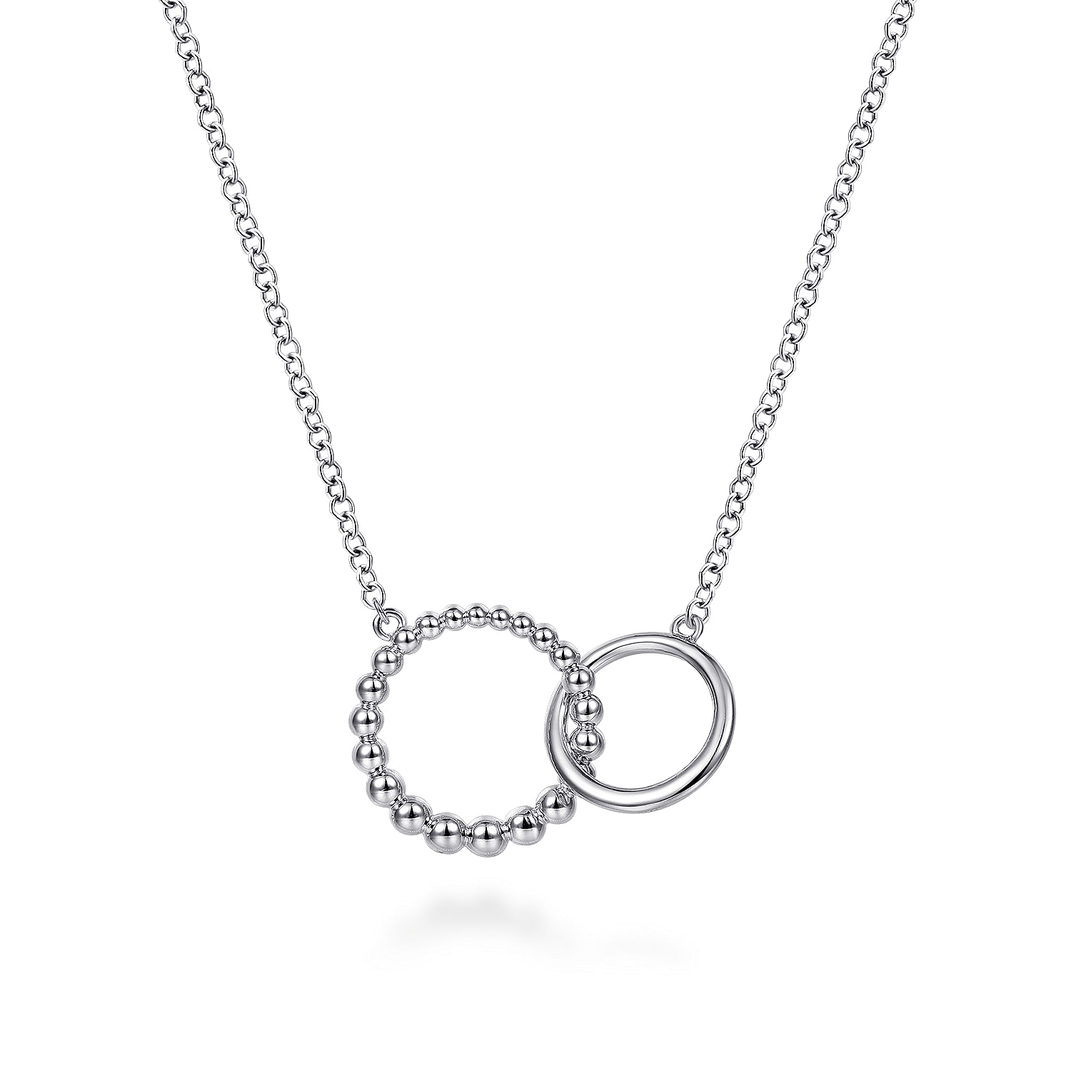 Gabriel 925 Sterling Silver Bujukan Beaded Double Circle Necklace~NK6388SVJJJ 1